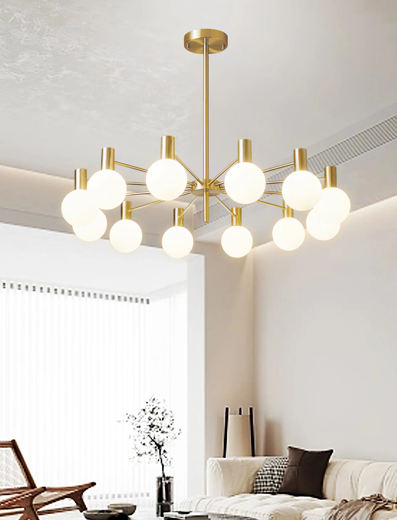 Lustra Chandelier Globe Glass Gold Frame Modern - Image 37