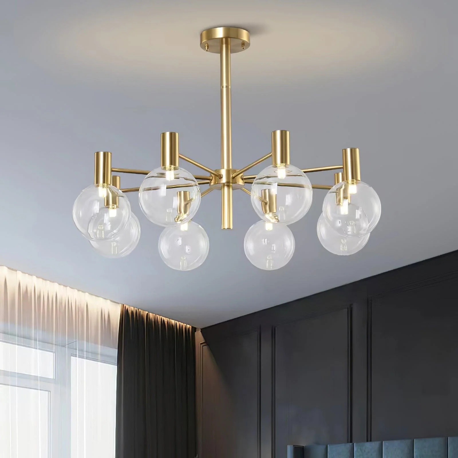 Lustra Chandelier Globe Glass Gold Frame Modern - Image 56