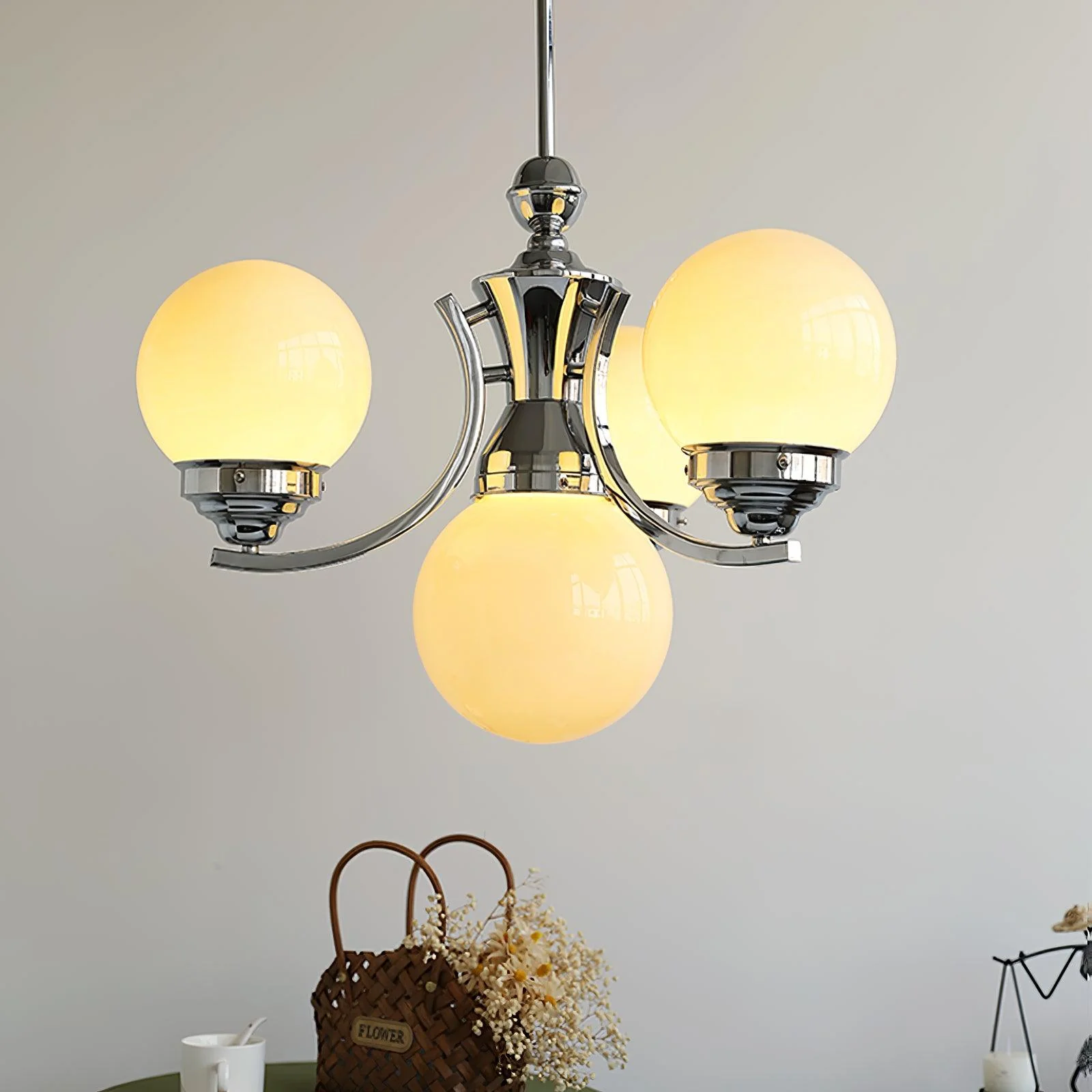Lustra Chandelier Globe Chrome Modern 5-Light - Image 16