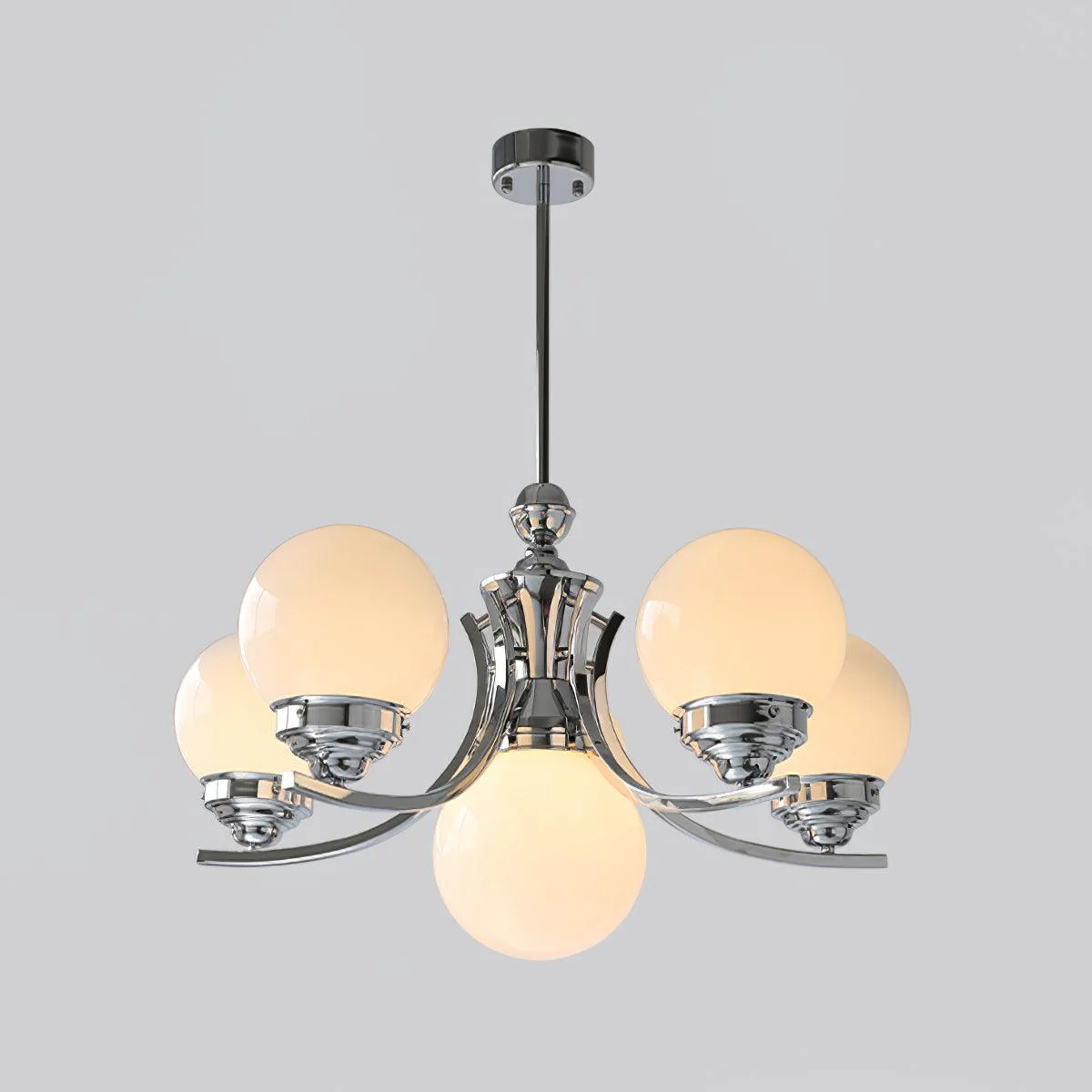 Lustra Chandelier Globe Chrome Modern 5-Light - Image 19