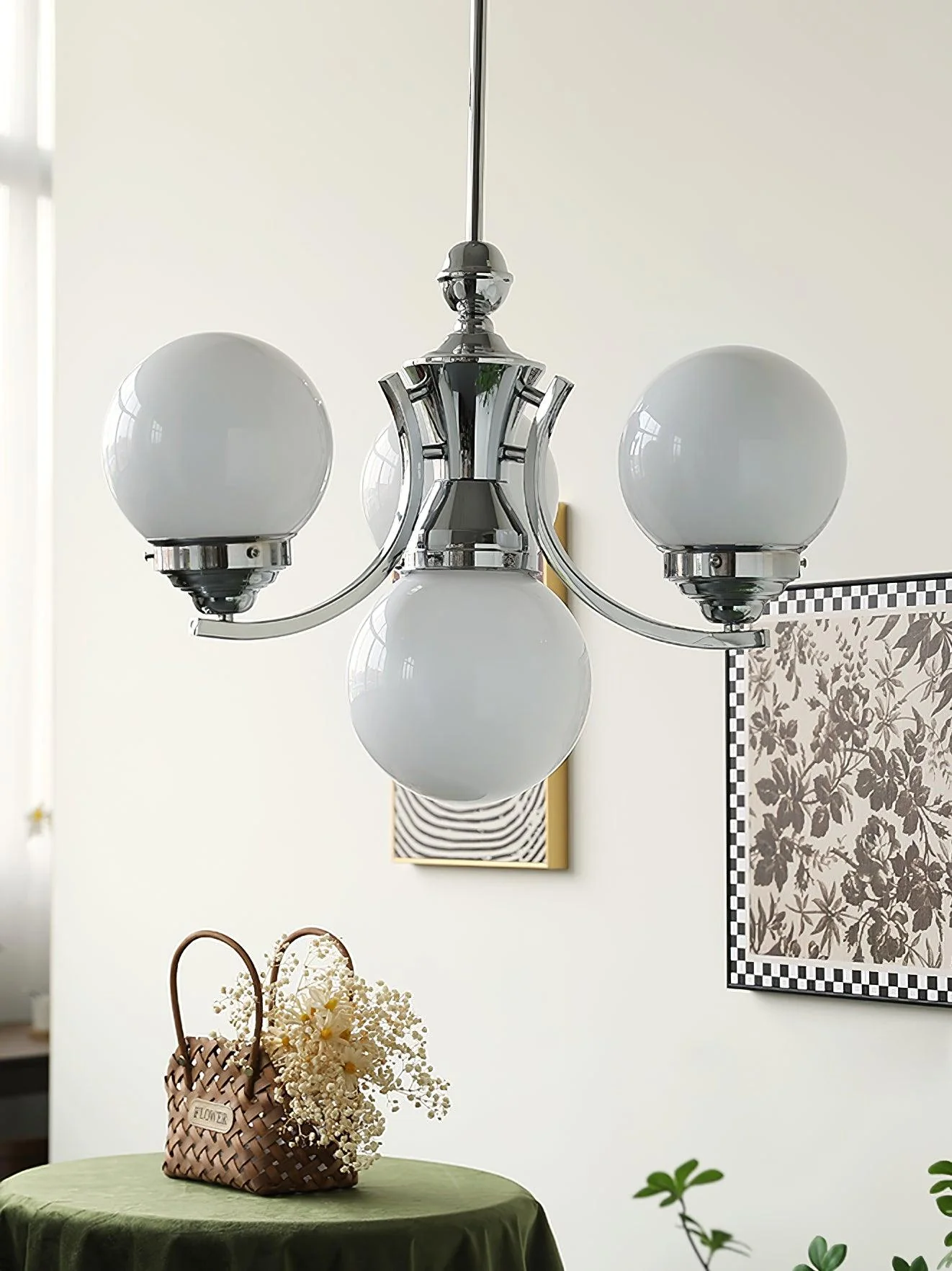 Lustra Chandelier Globe Chrome Modern 5-Light - Image 23