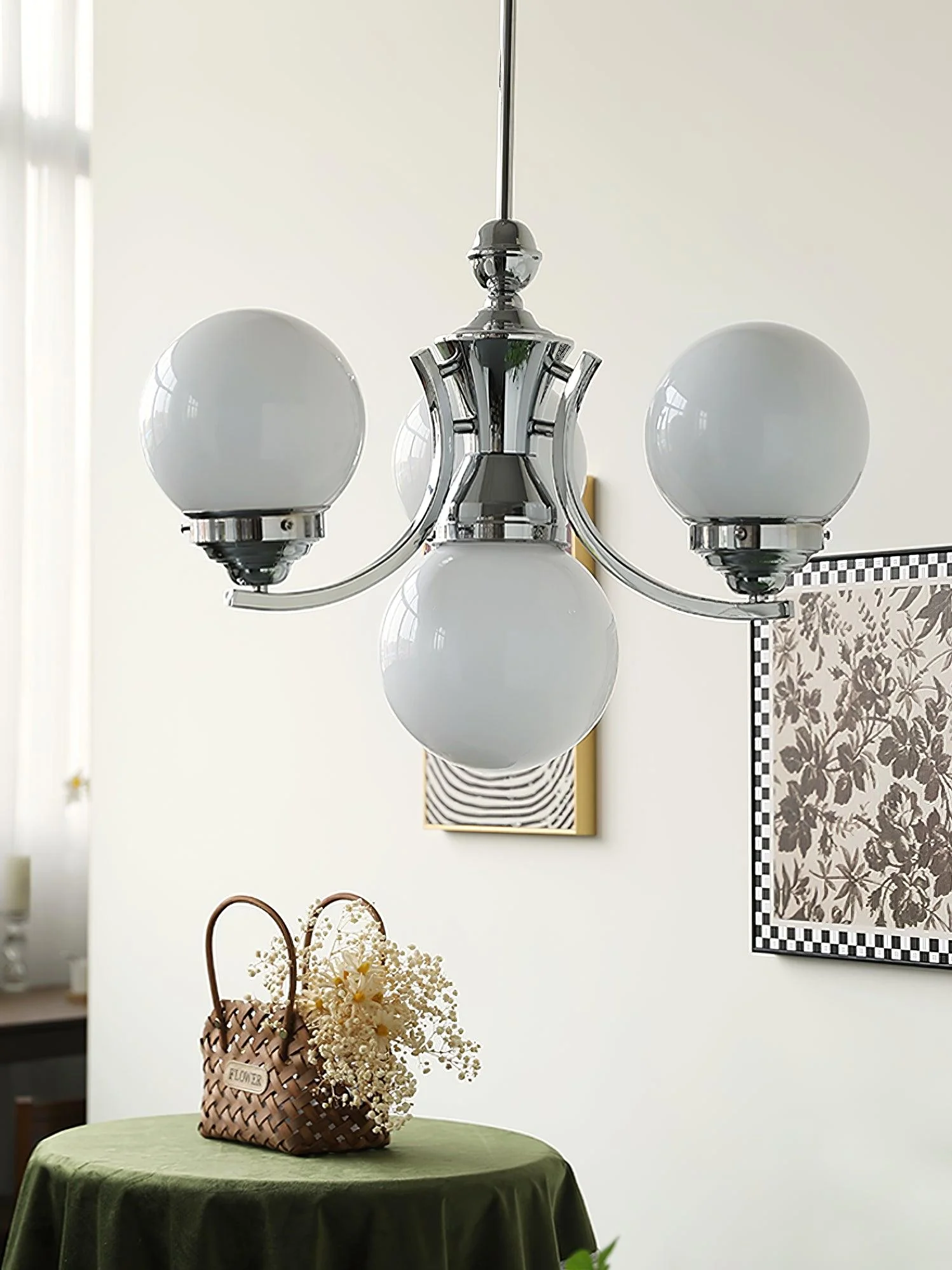 Lustra Chandelier Globe Chrome Modern 5-Light - Image 27