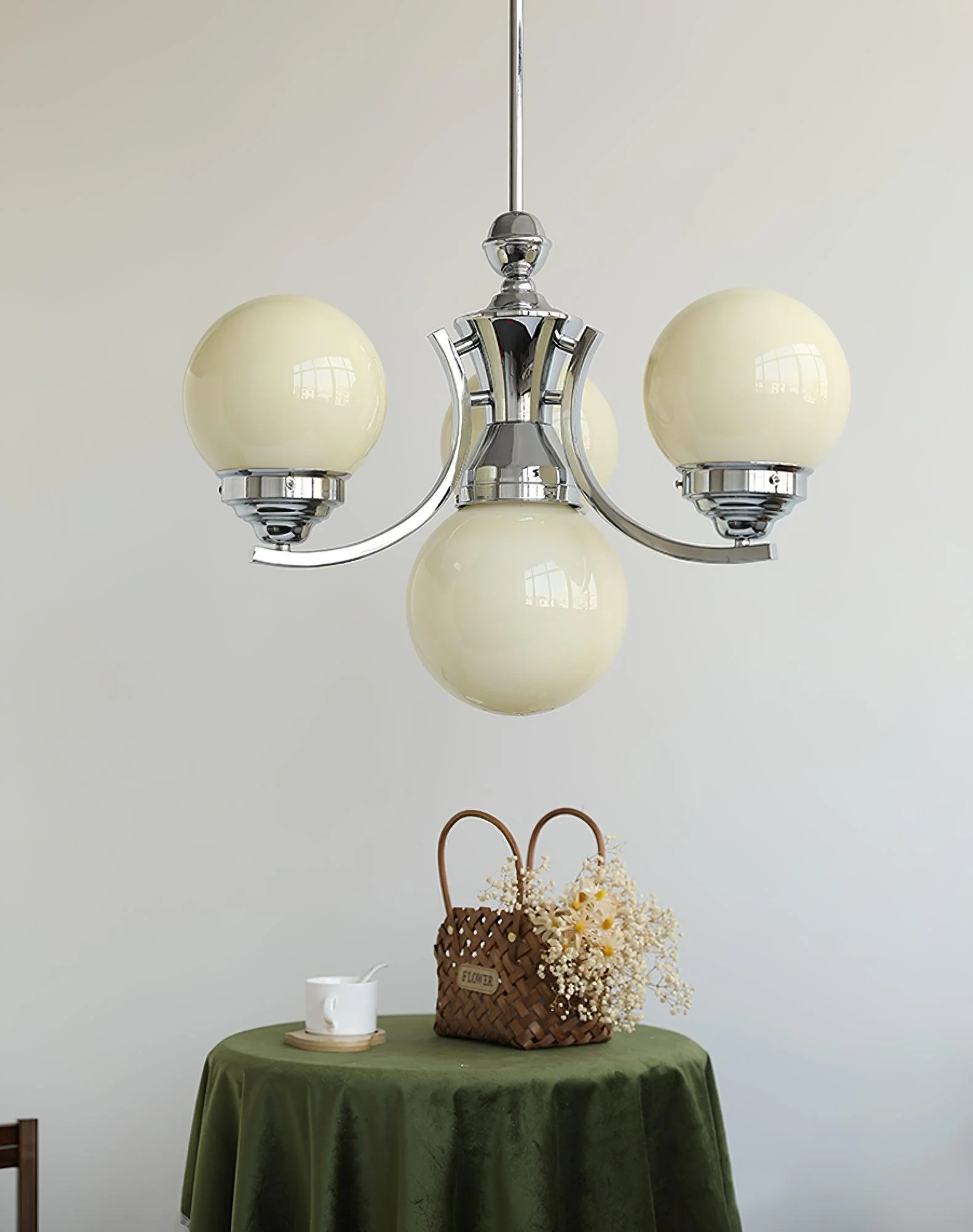 Lustra Chandelier Globe Chrome Modern 5-Light - Image 28