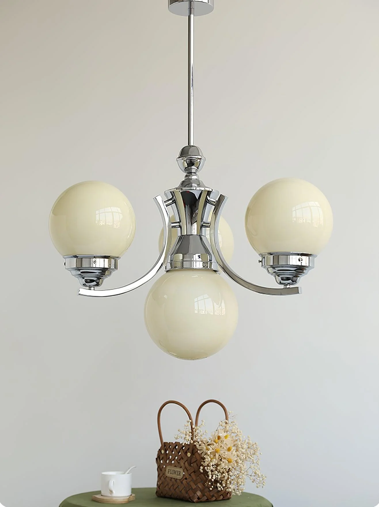Lustra Chandelier Globe Chrome Modern 5-Light - Image 30