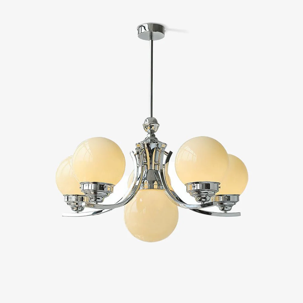 Lustra Chandelier Globe Chrome Modern 5-Light - Image 9