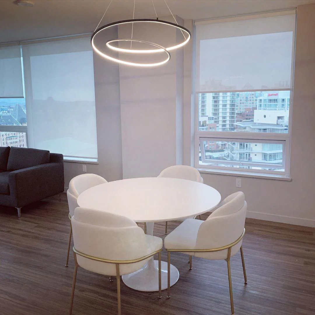 Lustra Chandelier Gold Aluminum Opal Glass - Image 9