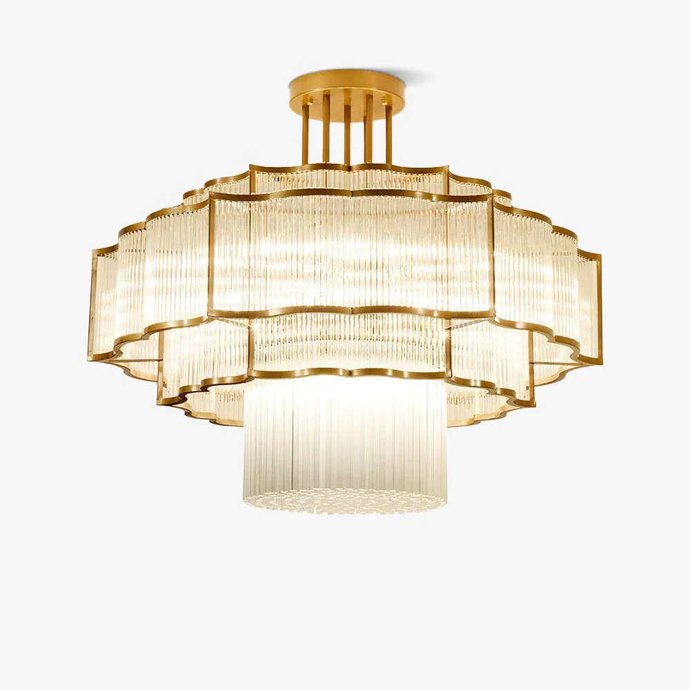 Lustra Chandelier Gold Black Glass