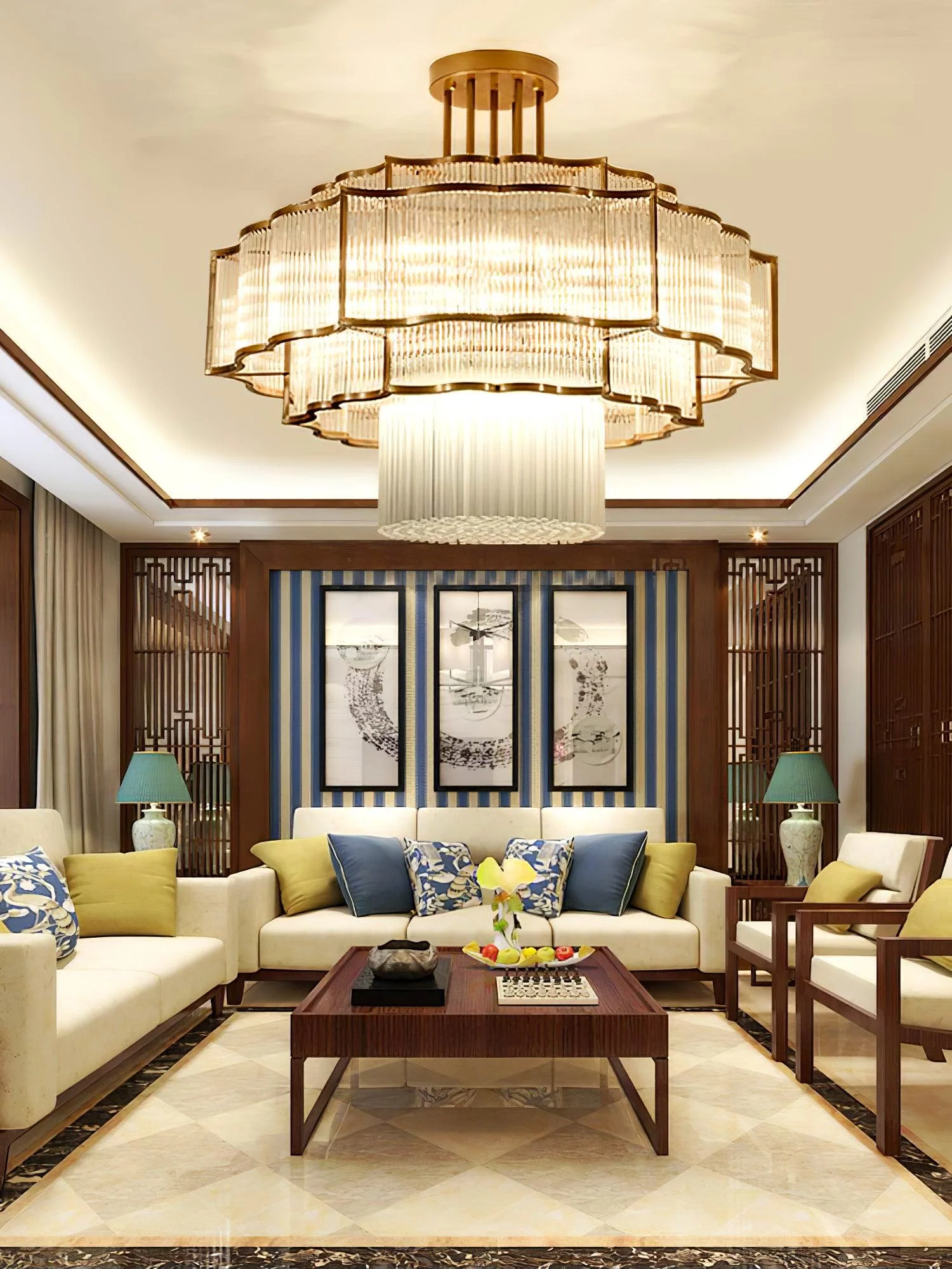 Lustra Chandelier Gold Black Glass - Image 10