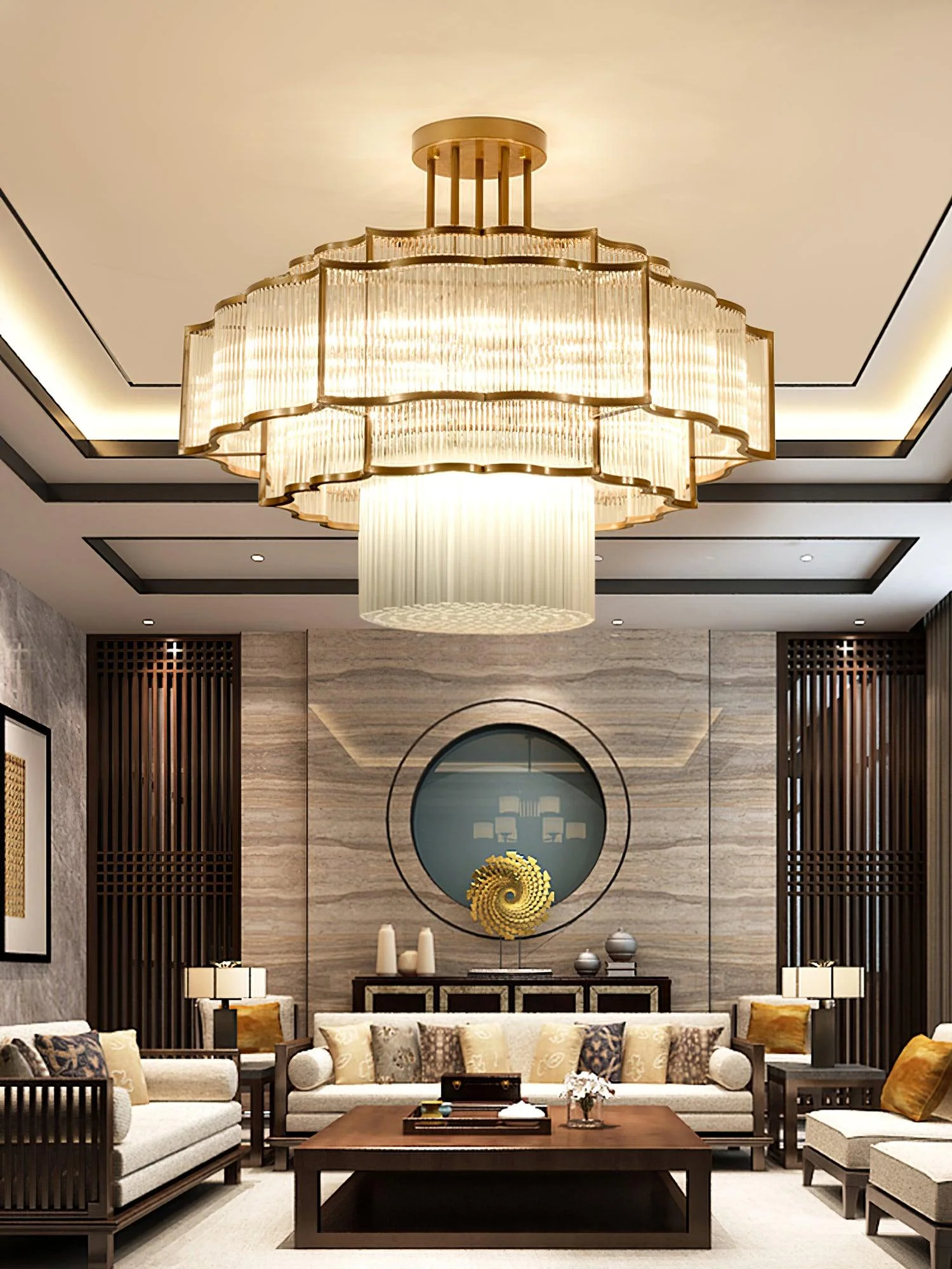 Lustra Chandelier Gold Black Glass - Image 11