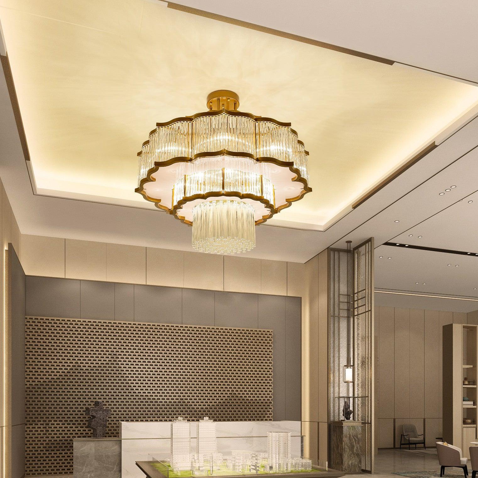 Lustra Chandelier Gold Black Glass - Image 12