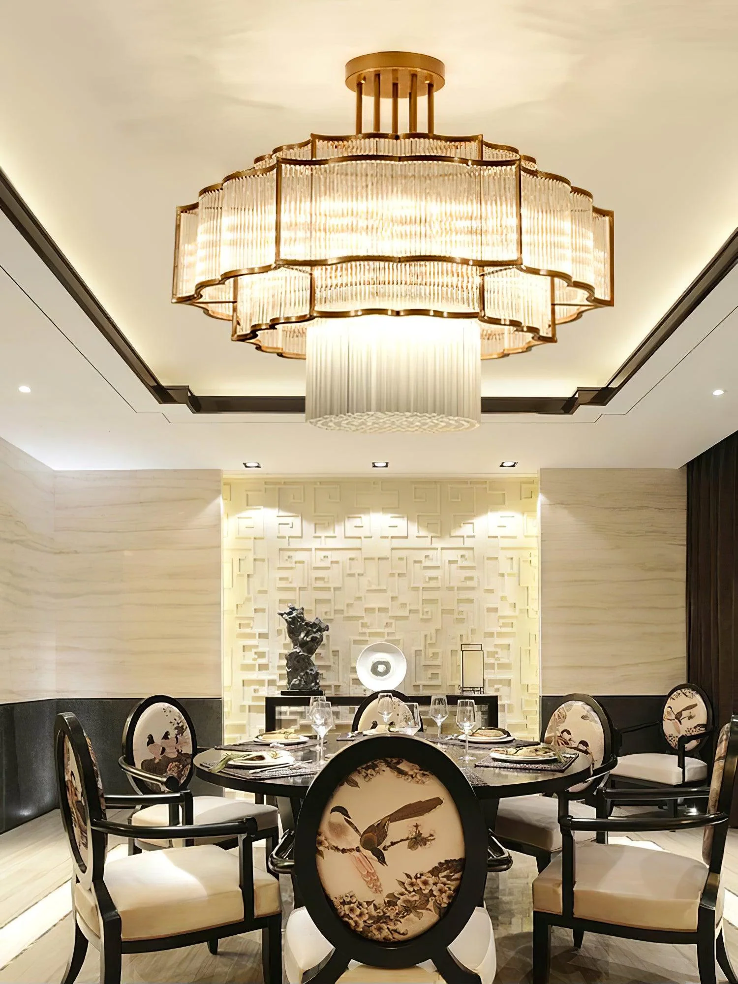 Lustra Chandelier Gold Black Glass - Image 13
