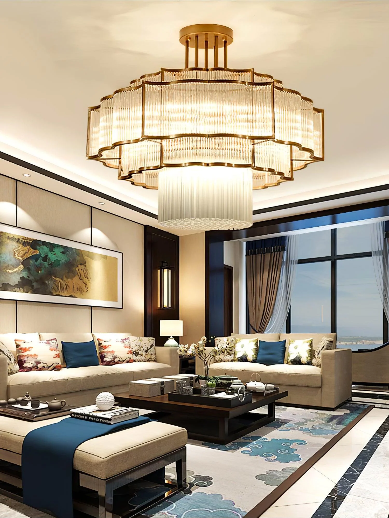Lustra Chandelier Gold Black Glass - Image 14