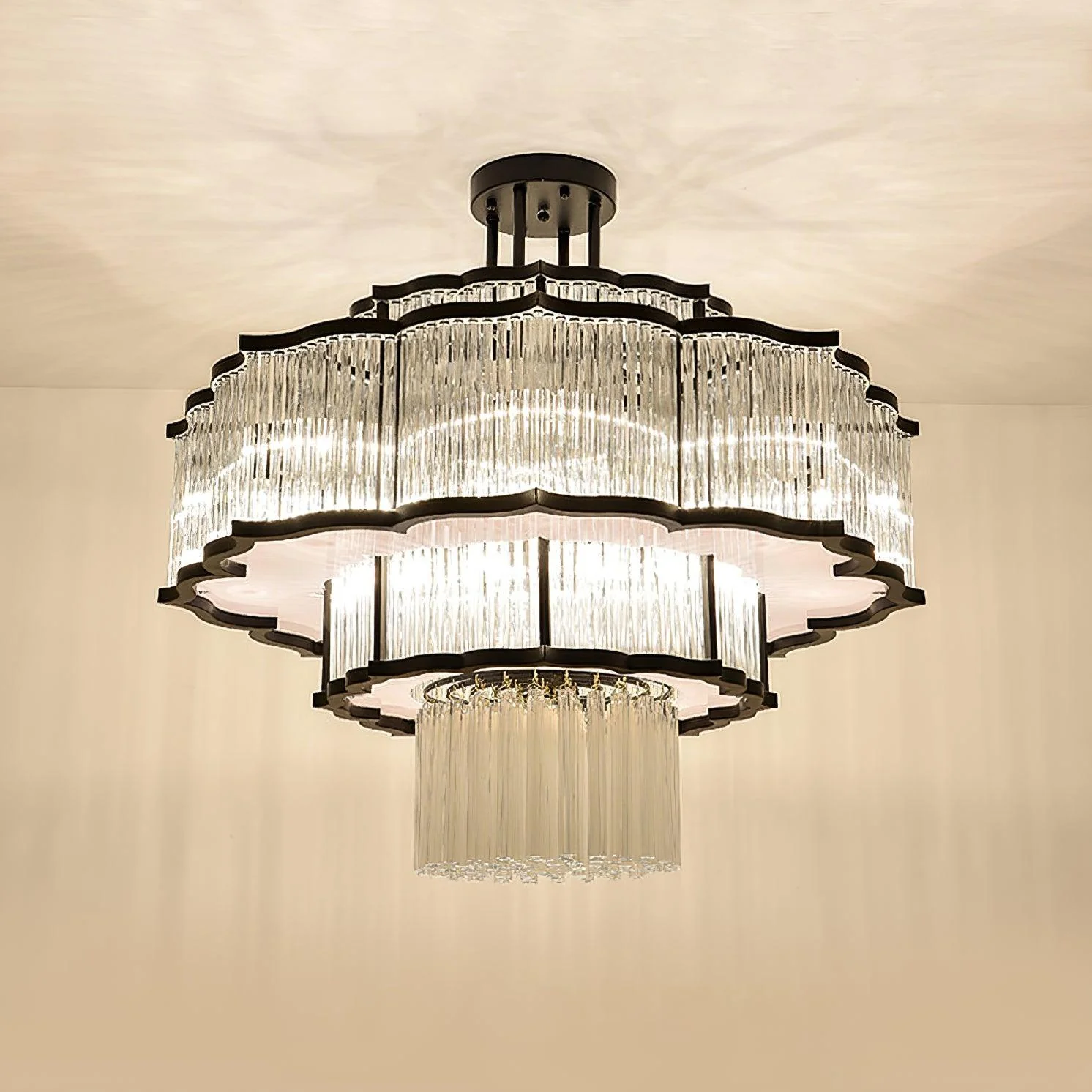 Lustra Chandelier Gold Black Glass - Image 22