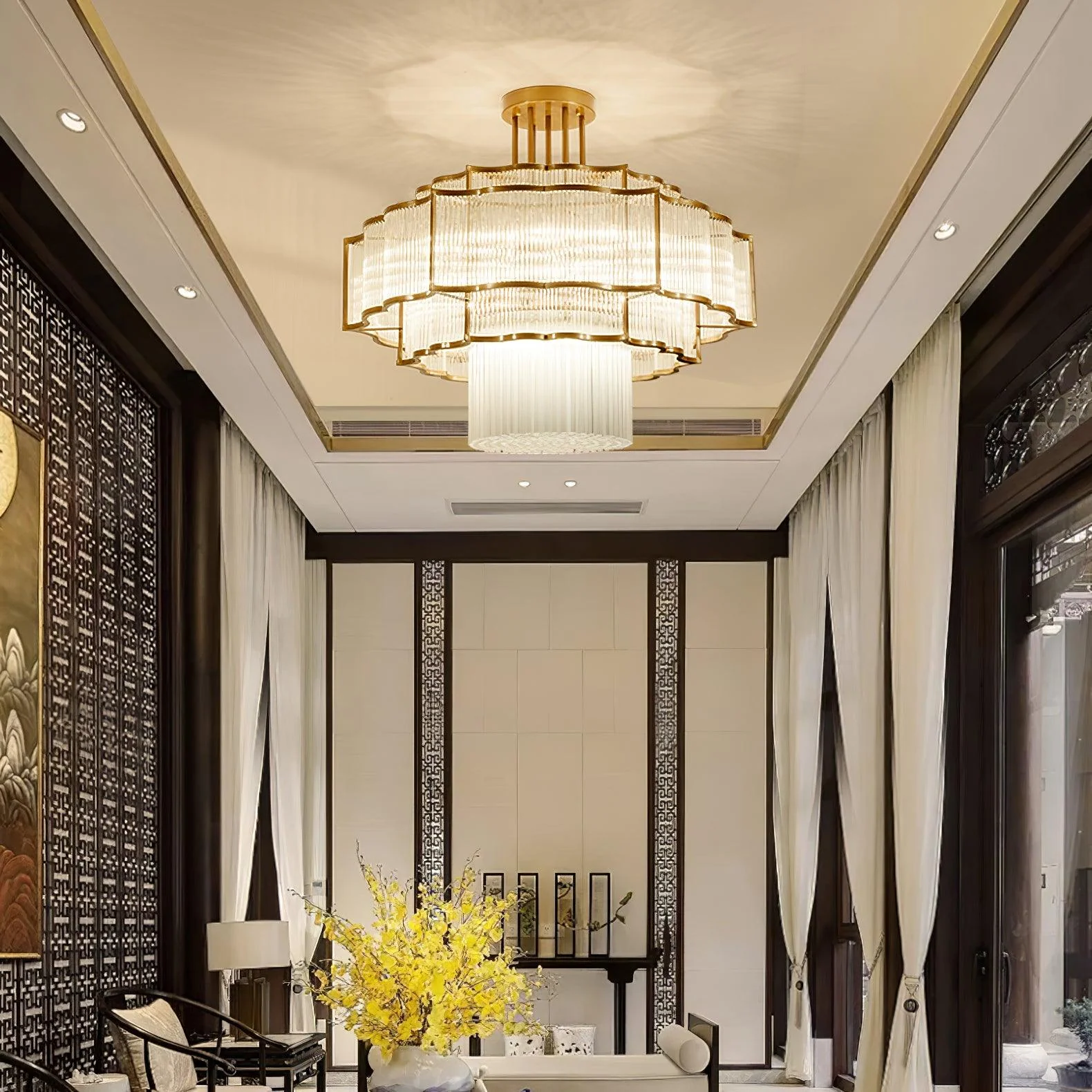 Lustra Chandelier Gold Black Glass - Image 28