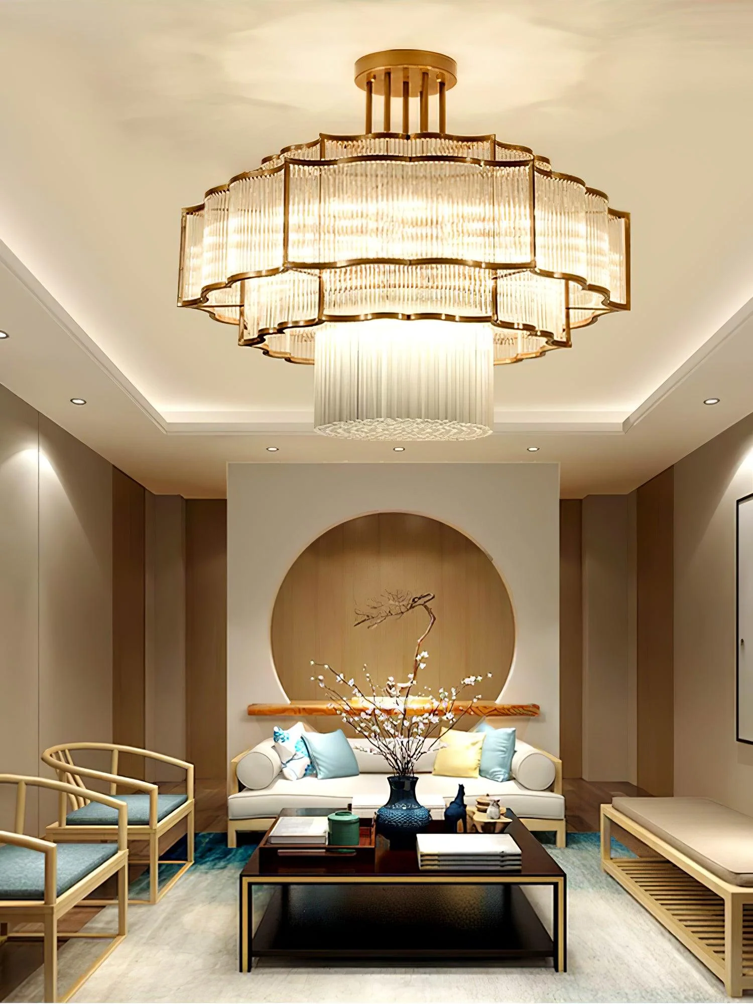 Lustra Chandelier Gold Black Glass - Image 7