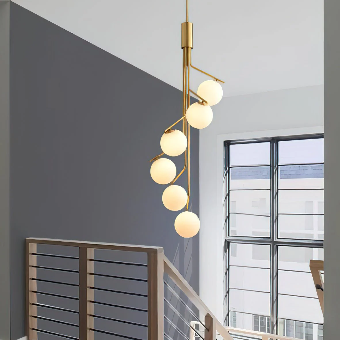 Lustra Chandelier Gold Branch Globe LED - Image 4