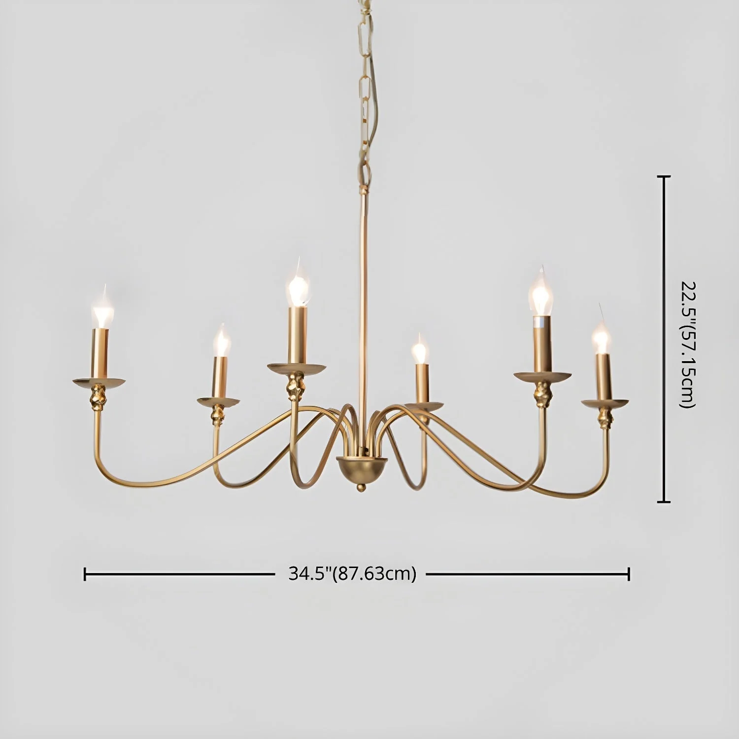 Lustra Chandelier Gold Candle Curved Arms - Image 13