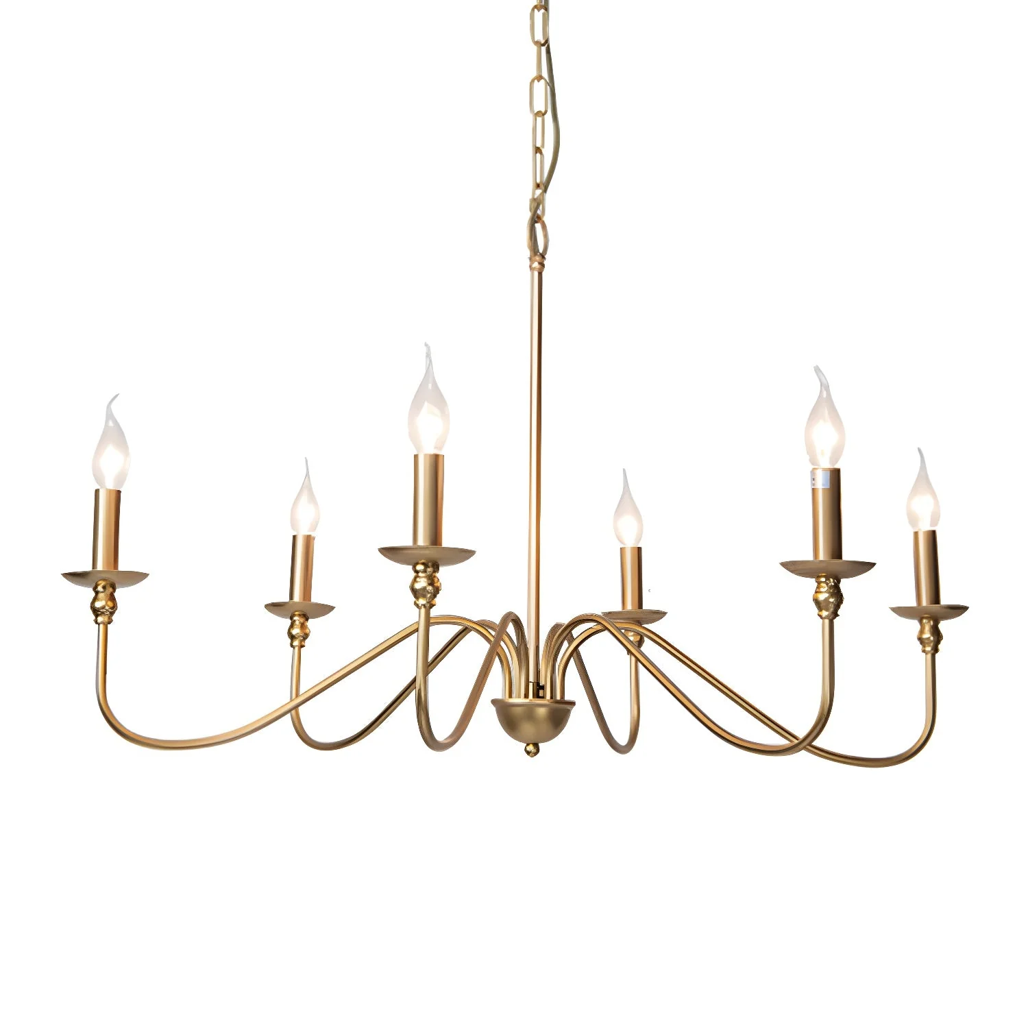 Lustra Chandelier Gold Candle Curved Arms - Image 17
