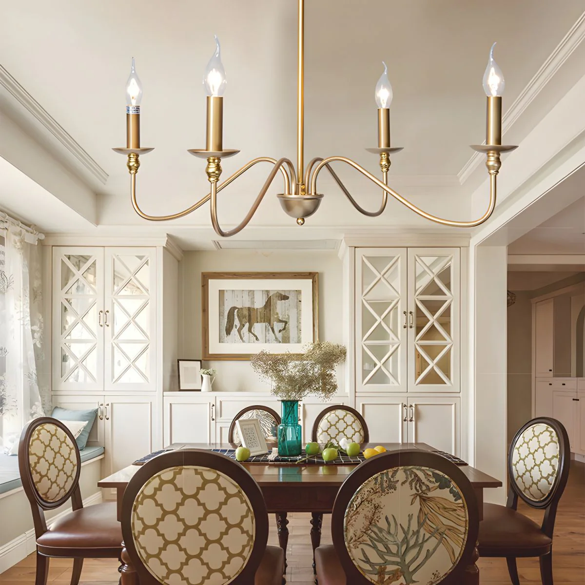 Lustra Chandelier Gold Candle Curved Arms - Image 22
