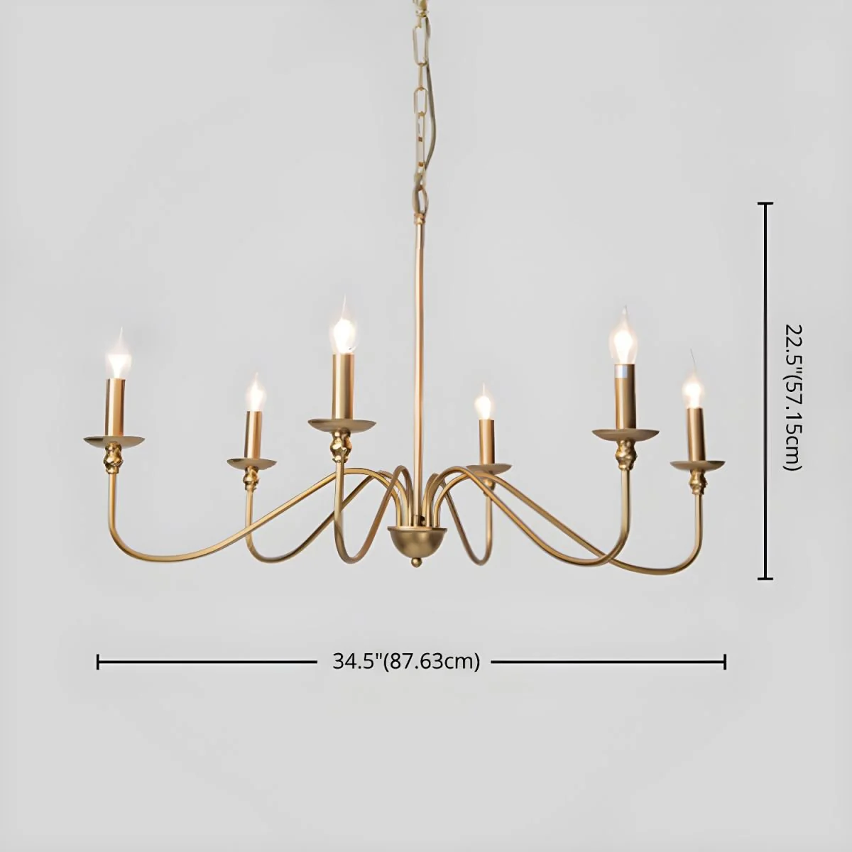 Lustra Chandelier Gold Candle Curved Arms - Image 23