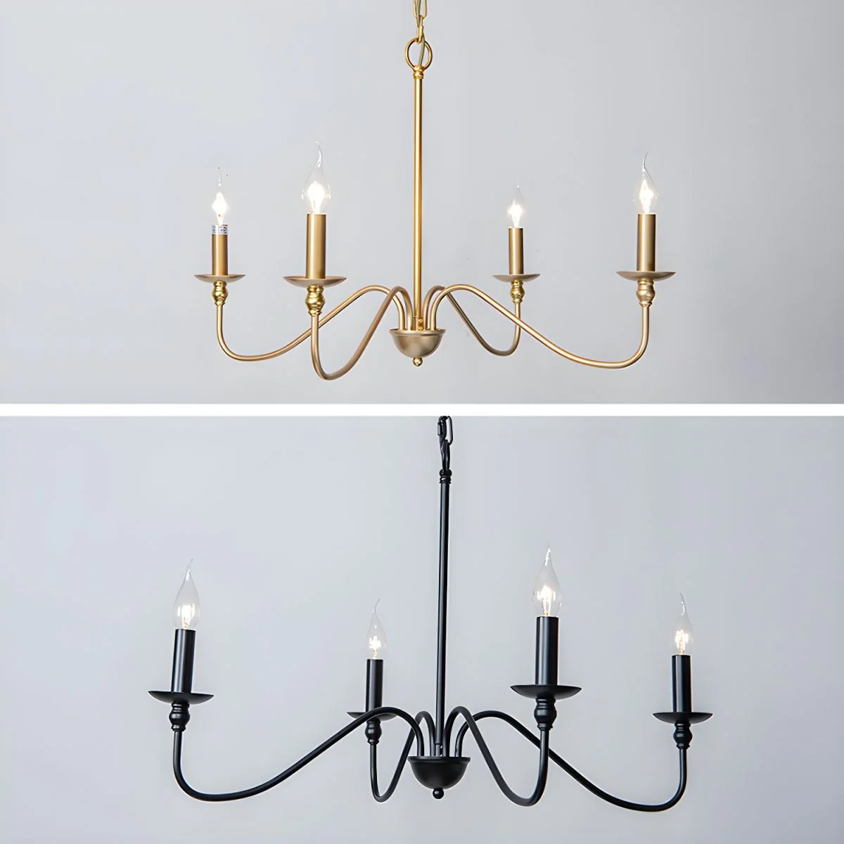 Lustra Chandelier Gold Candle Curved Arms - Image 24