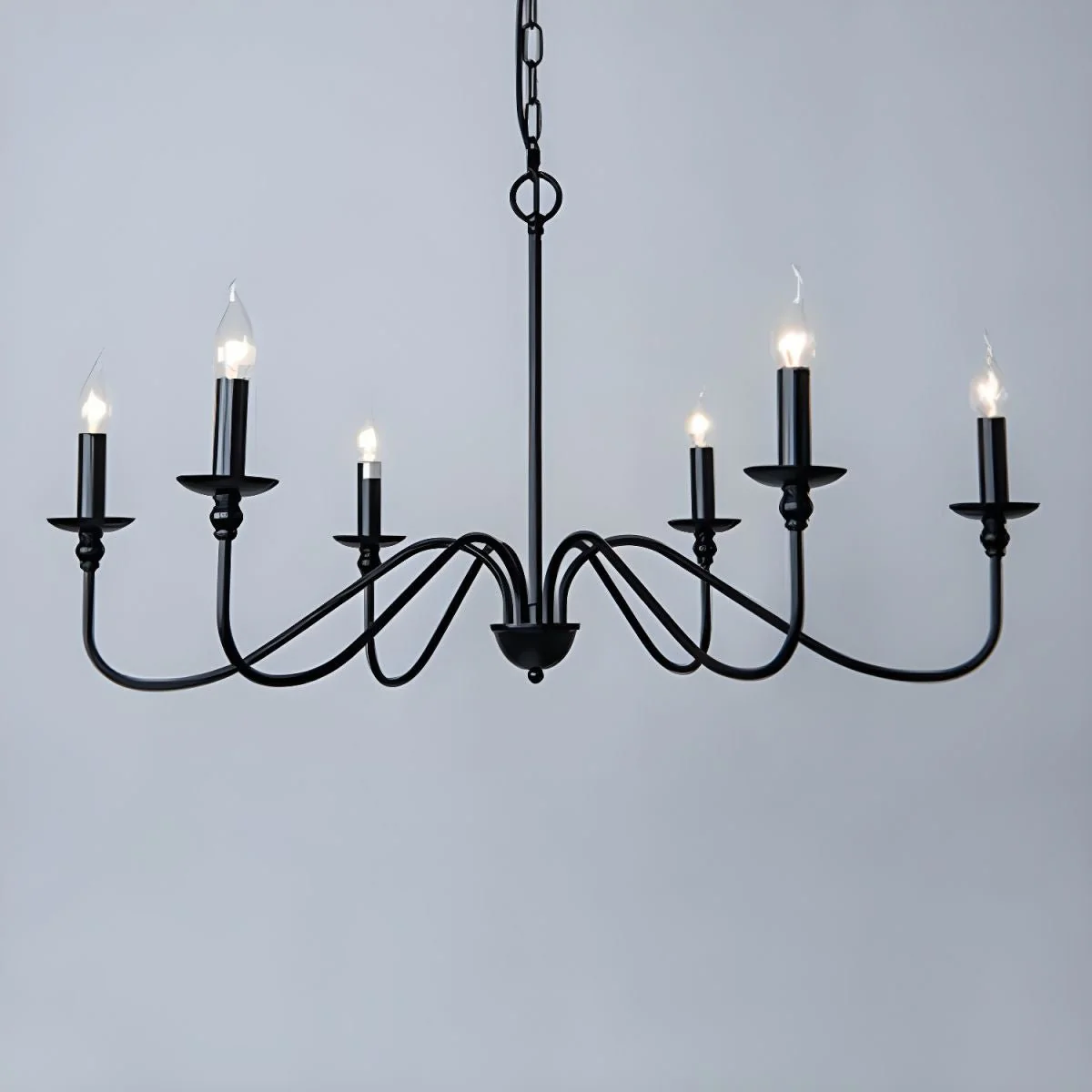 Lustra Chandelier Gold Candle Curved Arms - Image 25