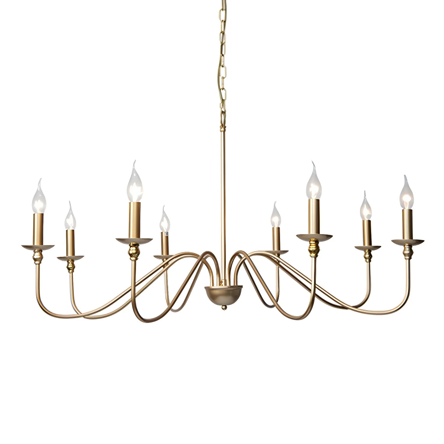 Lustra Chandelier Gold Candle Curved Arms - Image 3