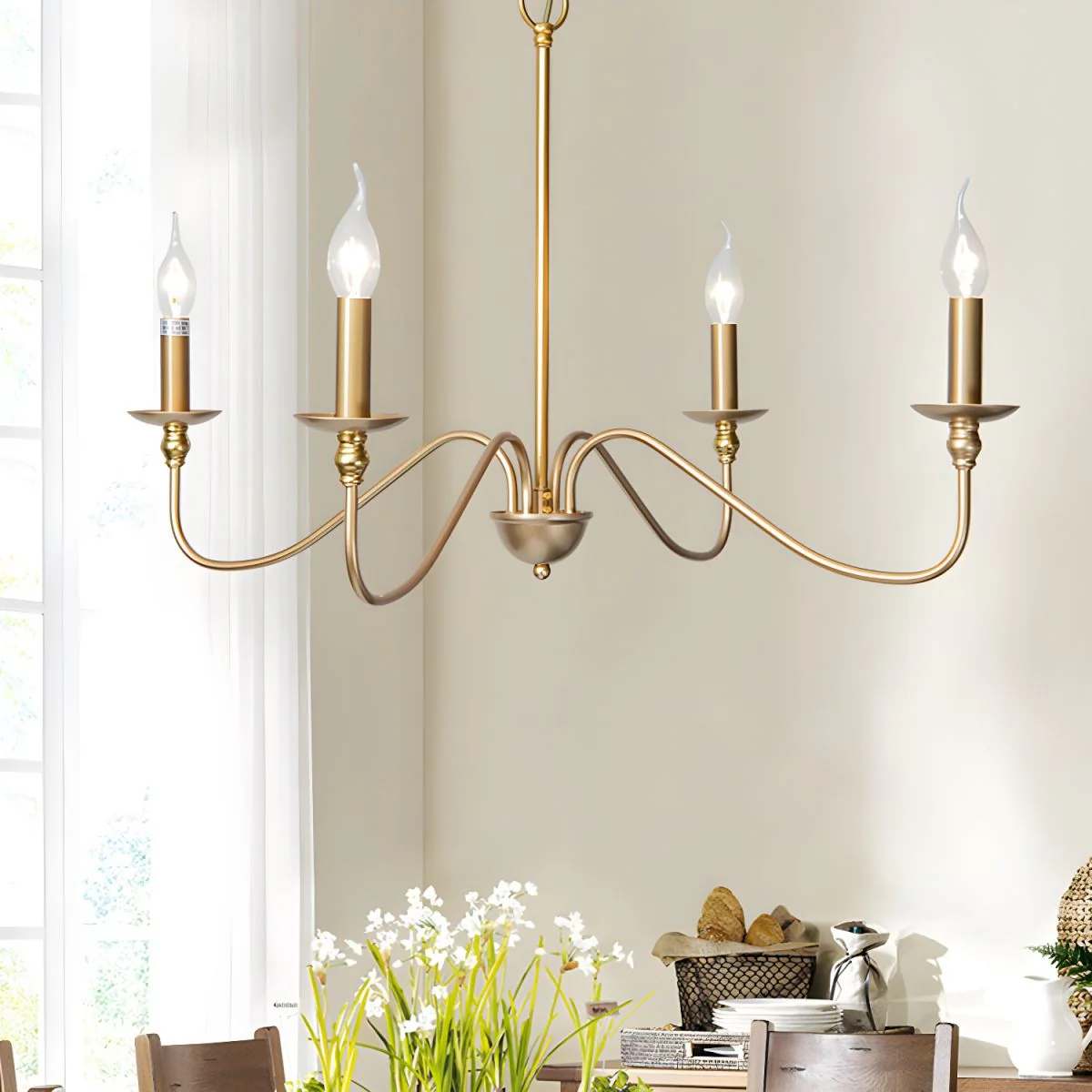 Lustra Chandelier Gold Candle Curved Arms - Image 31