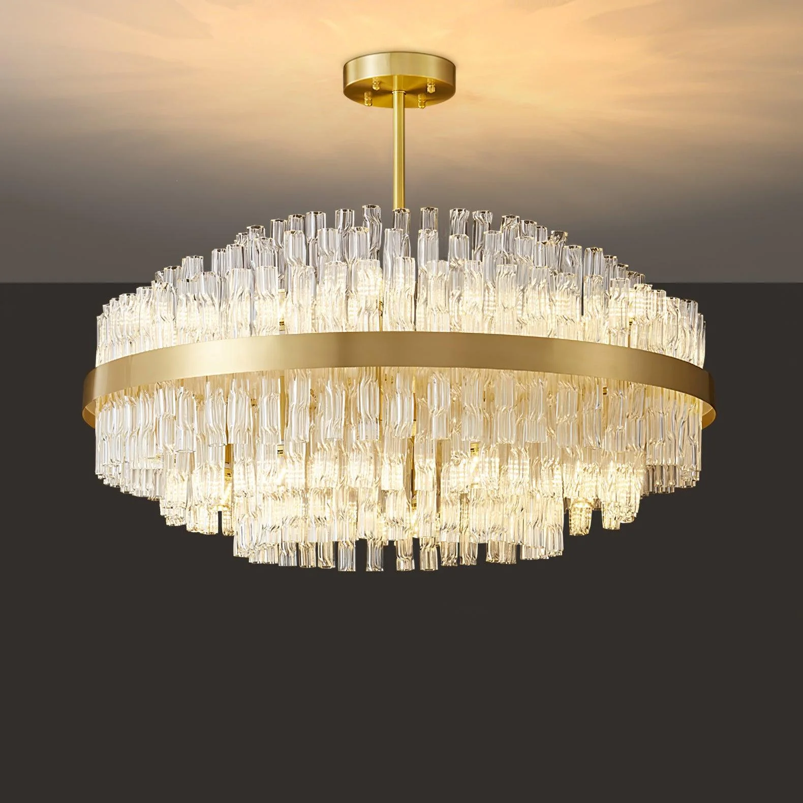 Lustra Chandelier Gold Clear Rod Elegant - Image 15
