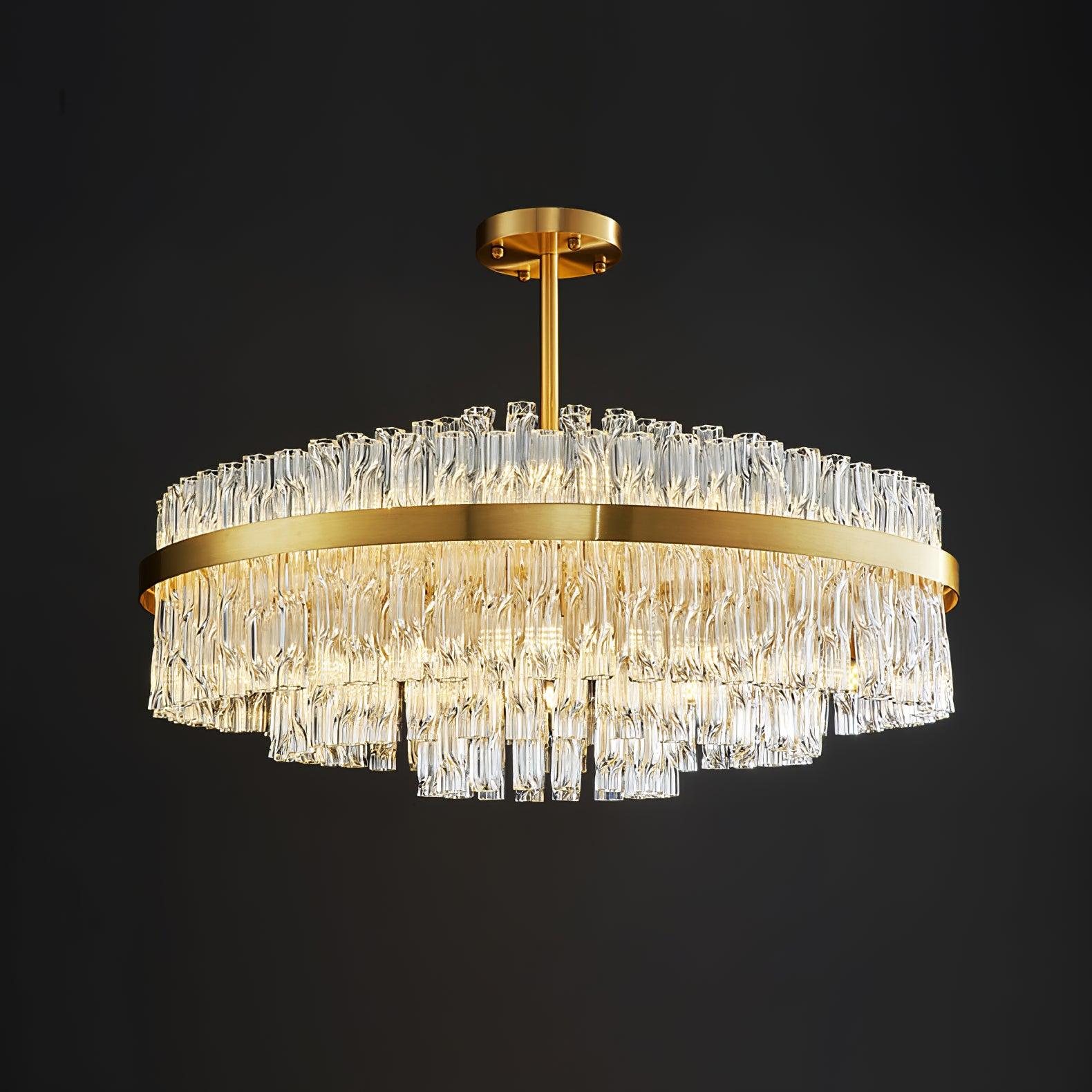 Lustra Chandelier Gold Clear Rod Elegant - Image 17