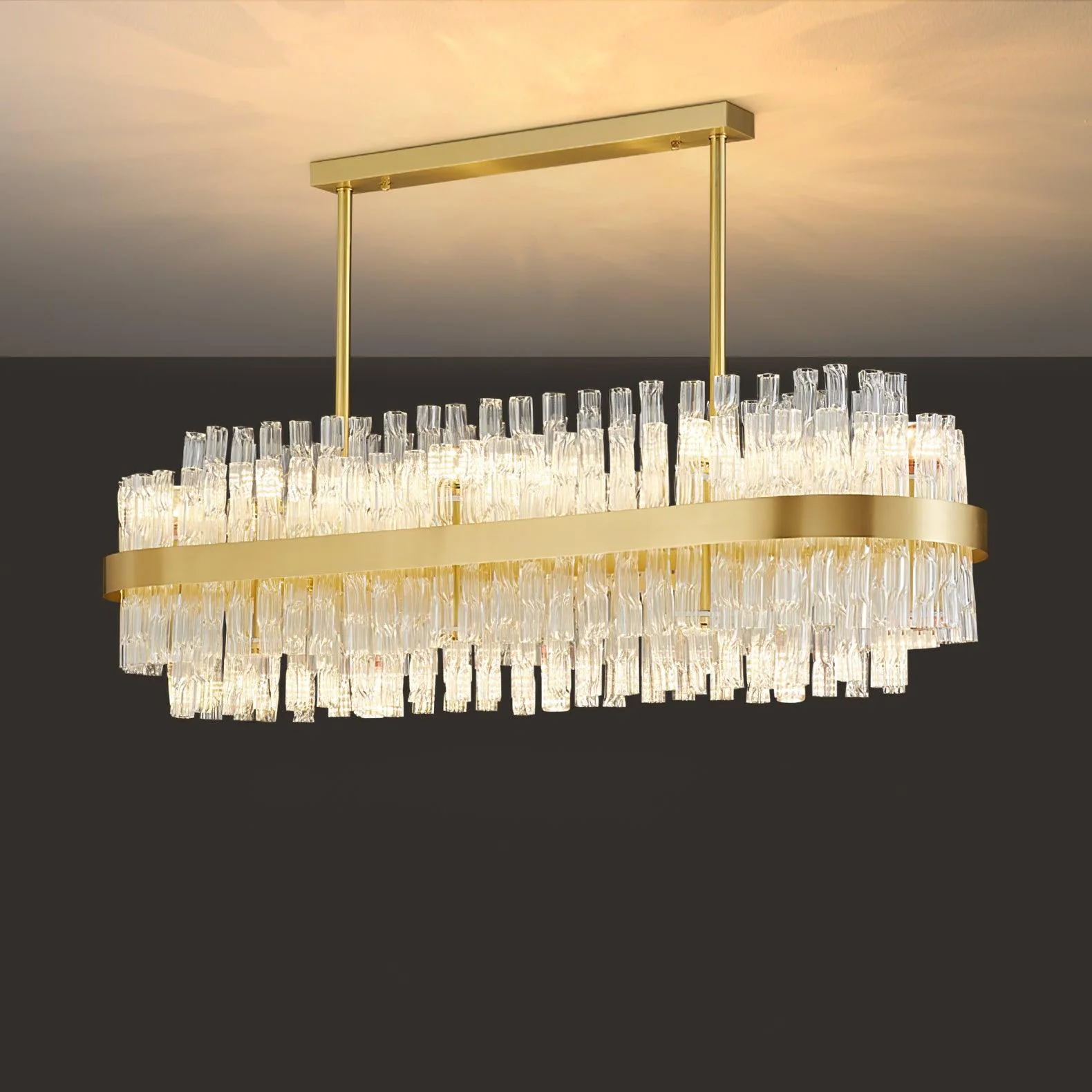 Lustra Chandelier Gold Clear Rod Elegant - Image 18