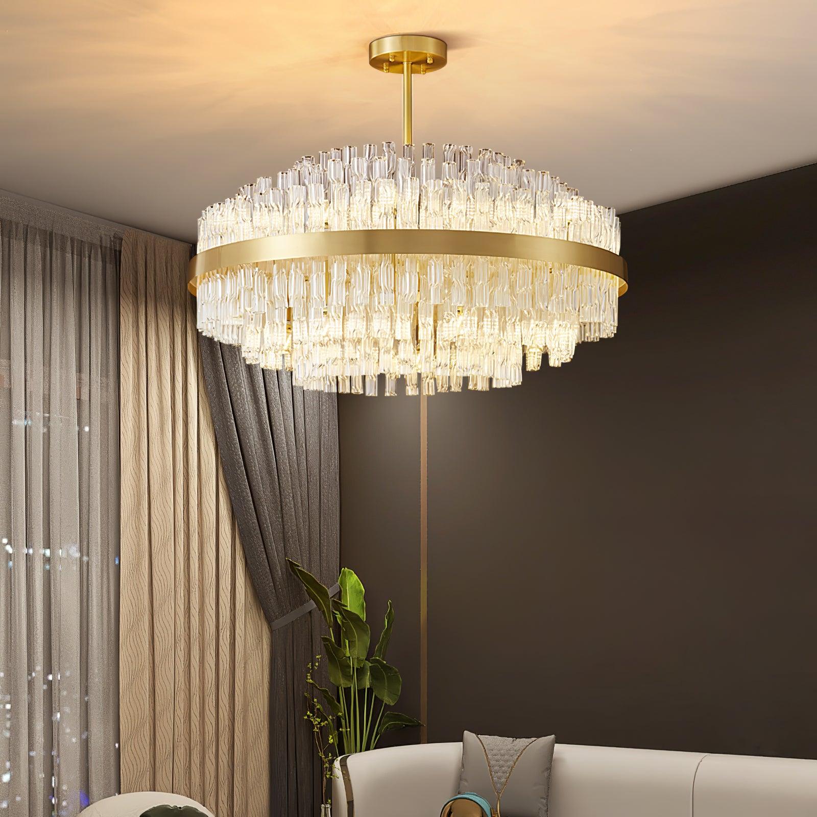 Lustra Chandelier Gold Clear Rod Elegant - Image 4