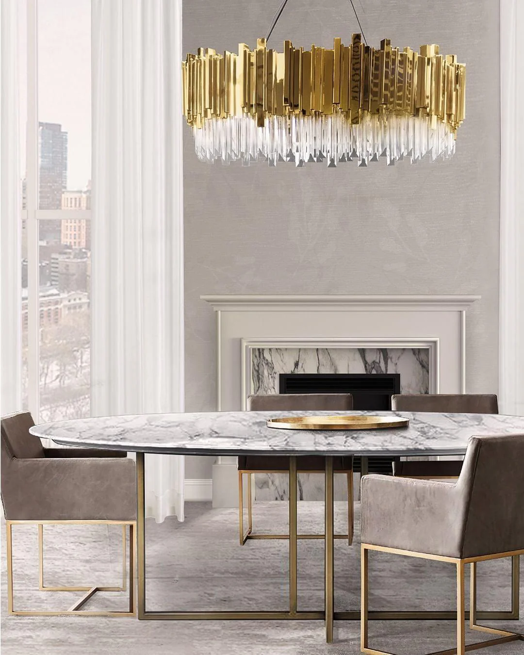 Lustra Chandelier Gold Crystal Golden - Image 14