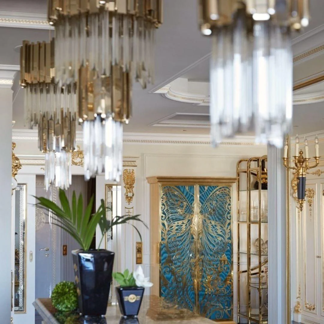 Lustra Chandelier Gold Crystal Golden - Image 36