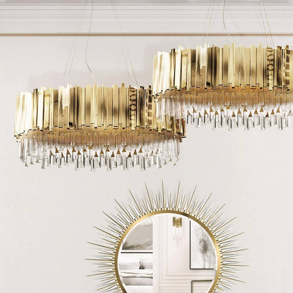 Lustra Chandelier Gold Crystal Golden - Image 38