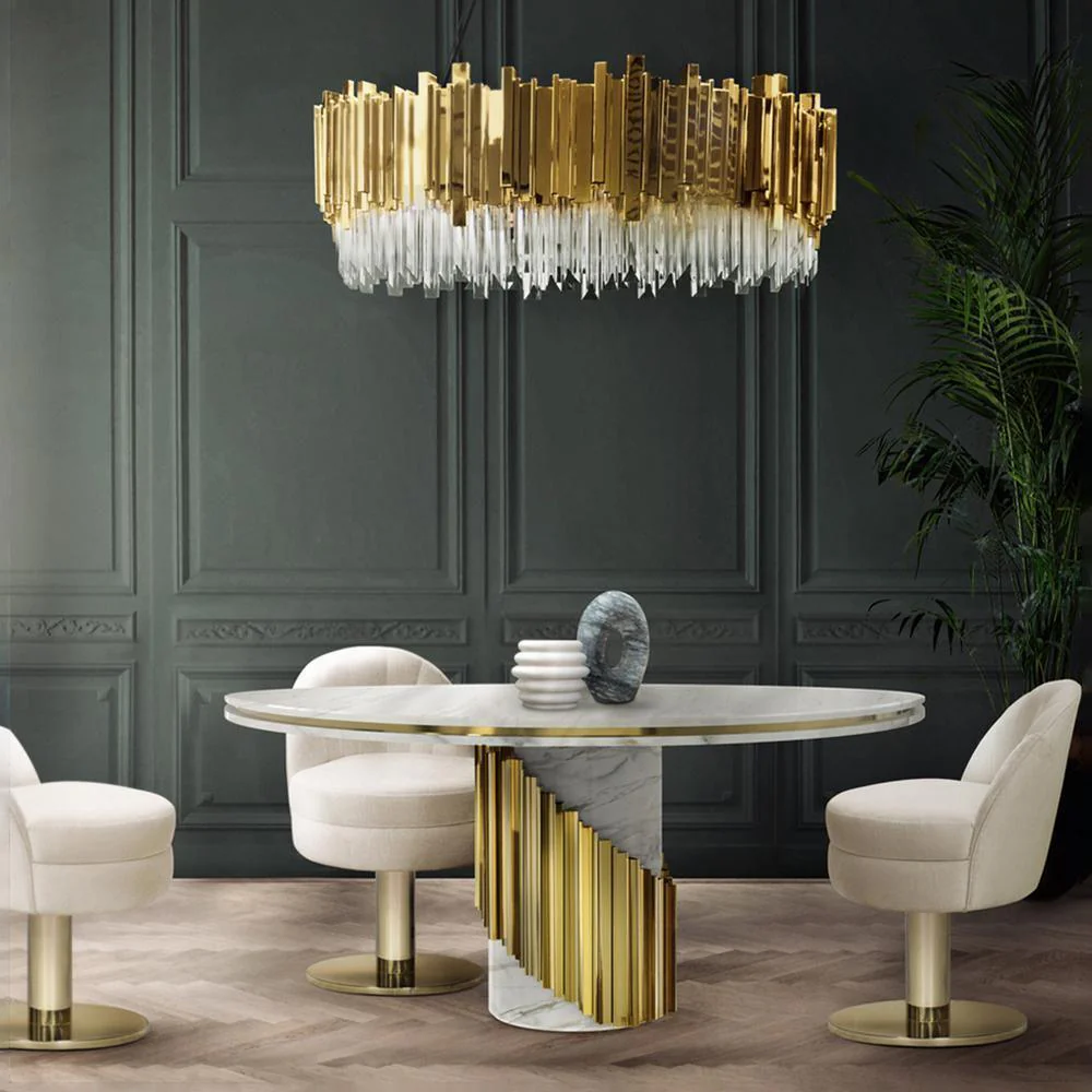 Lustra Chandelier Gold Crystal Golden - Image 4