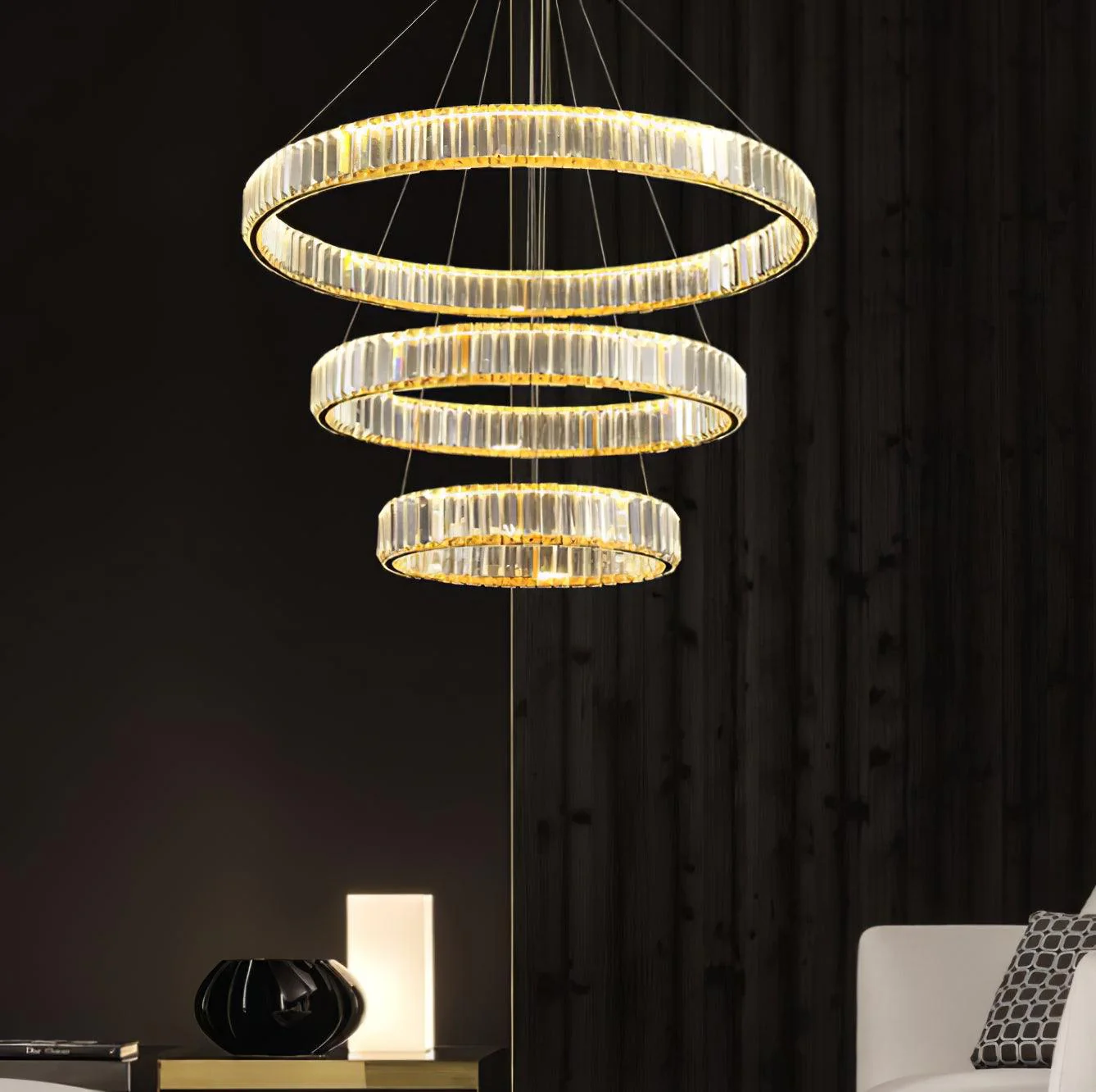 Lustra Chandelier Gold Crystal Ring - Image 2
