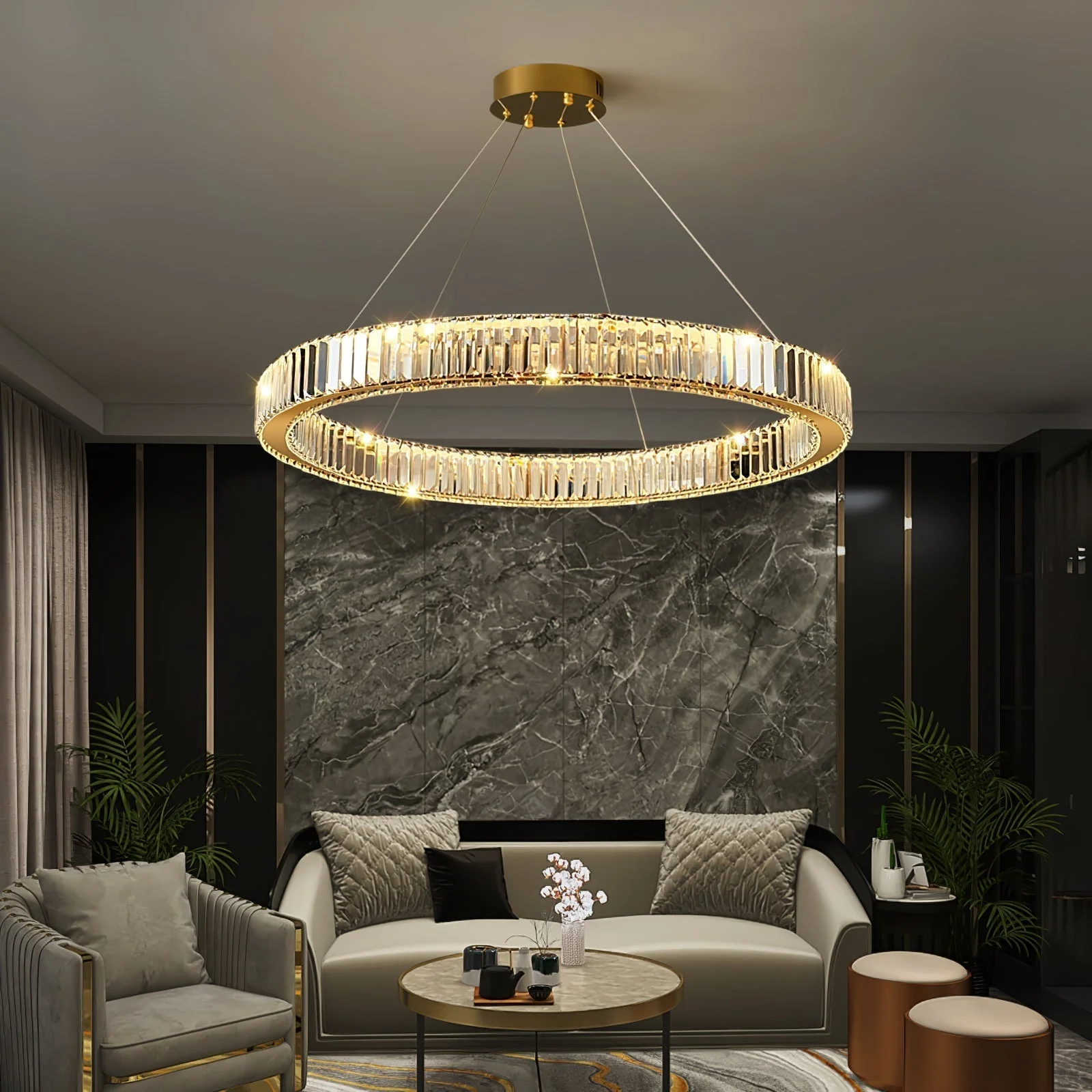 Lustra Chandelier Gold Crystal Ring - Image 28