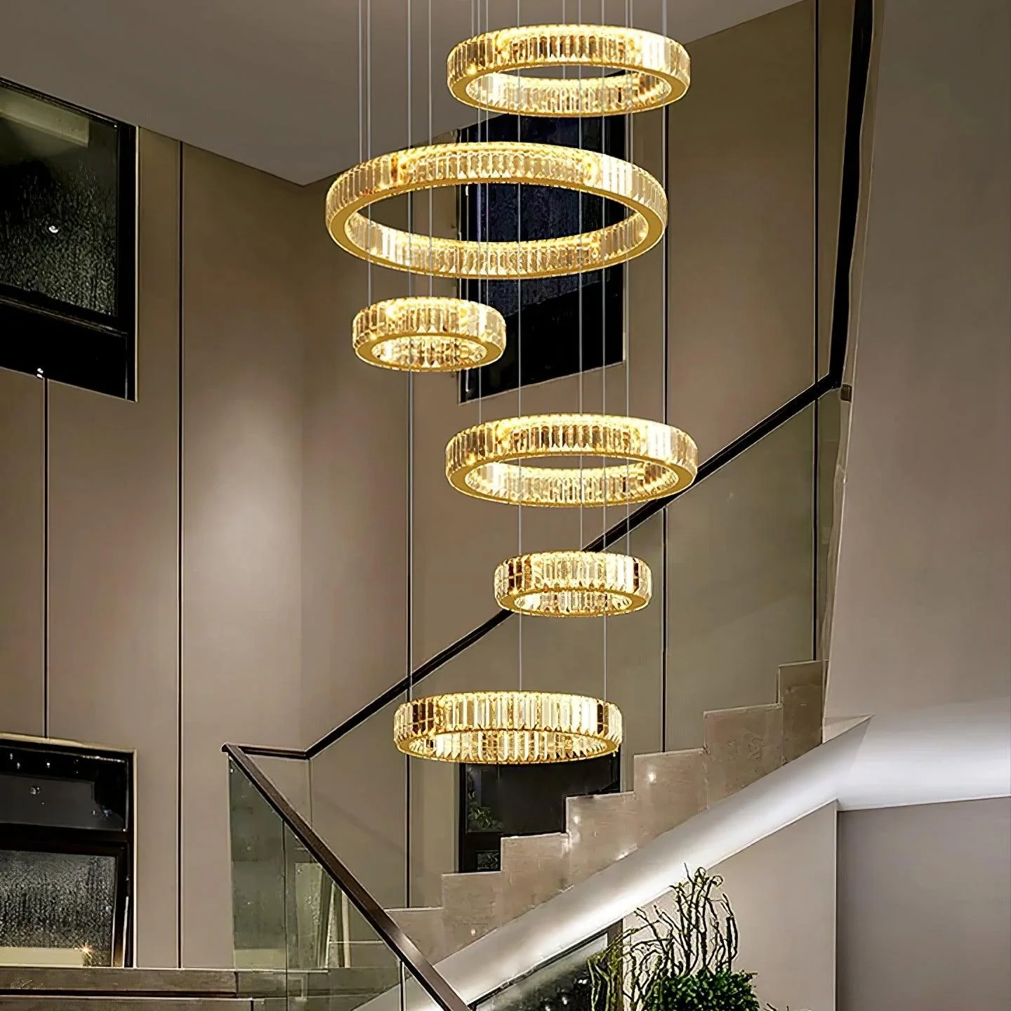 Lustra Chandelier Gold Crystal Ring - Image 3