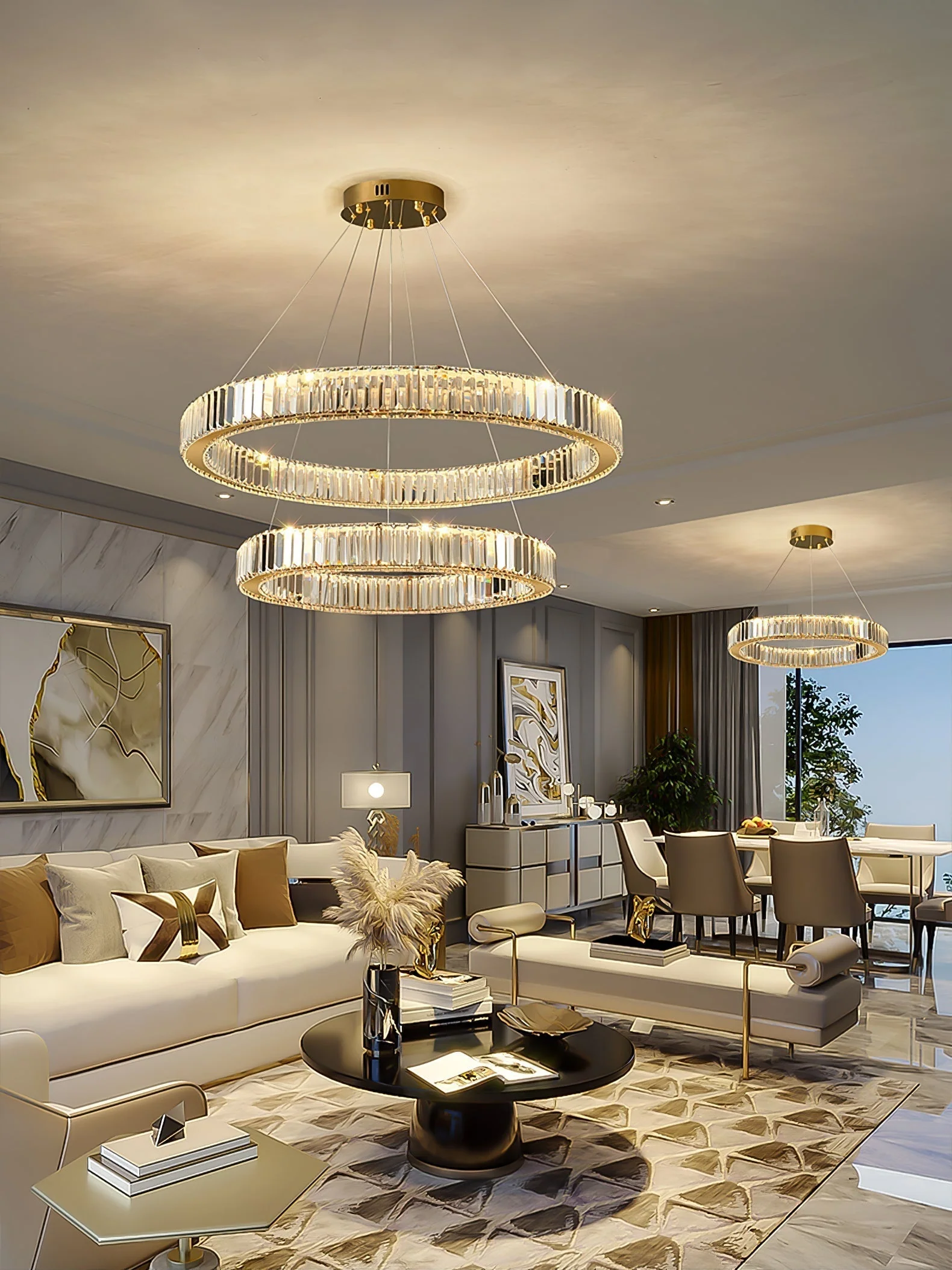 Lustra Chandelier Gold Crystal Ring - Image 36