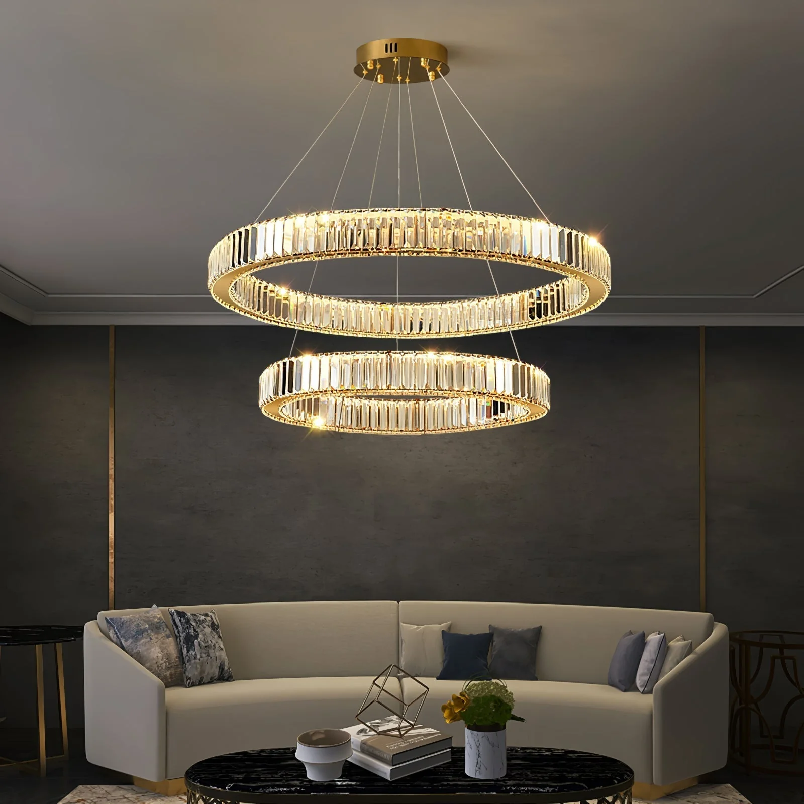 Lustra Chandelier Gold Crystal Ring - Image 40