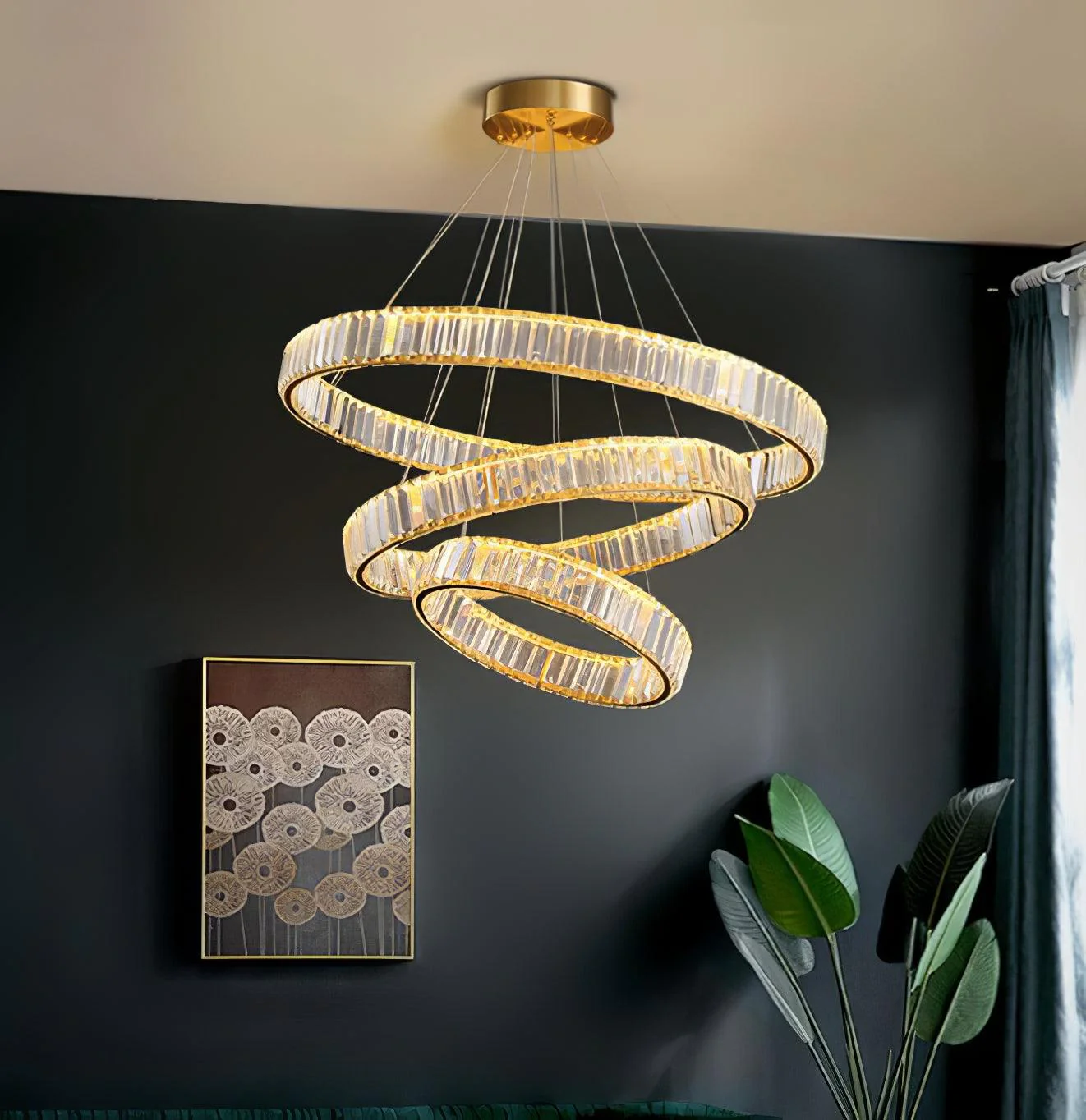 Lustra Chandelier Gold Crystal Ring - Image 45