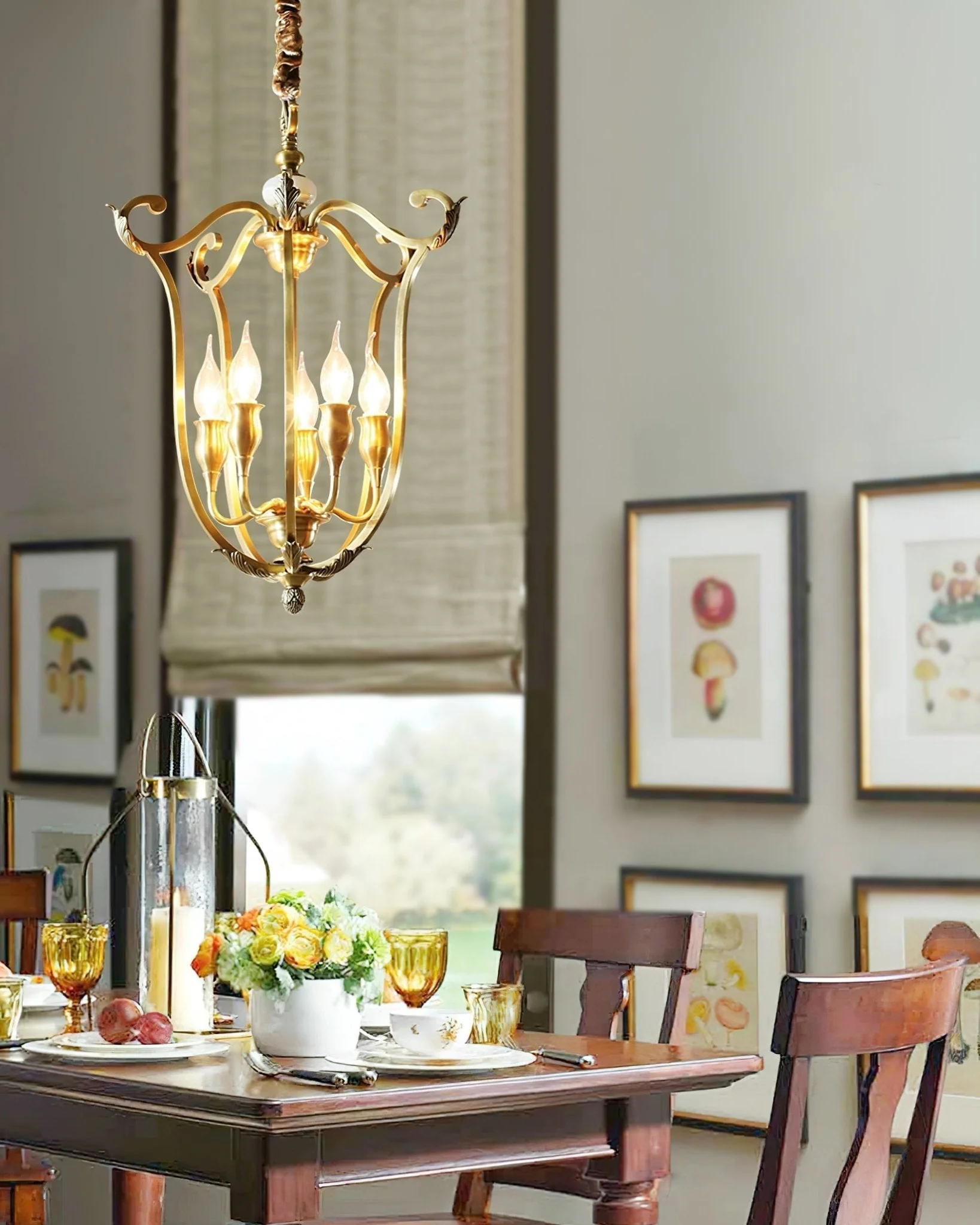Lustra Chandelier Gold Lantern Frame - Image 21