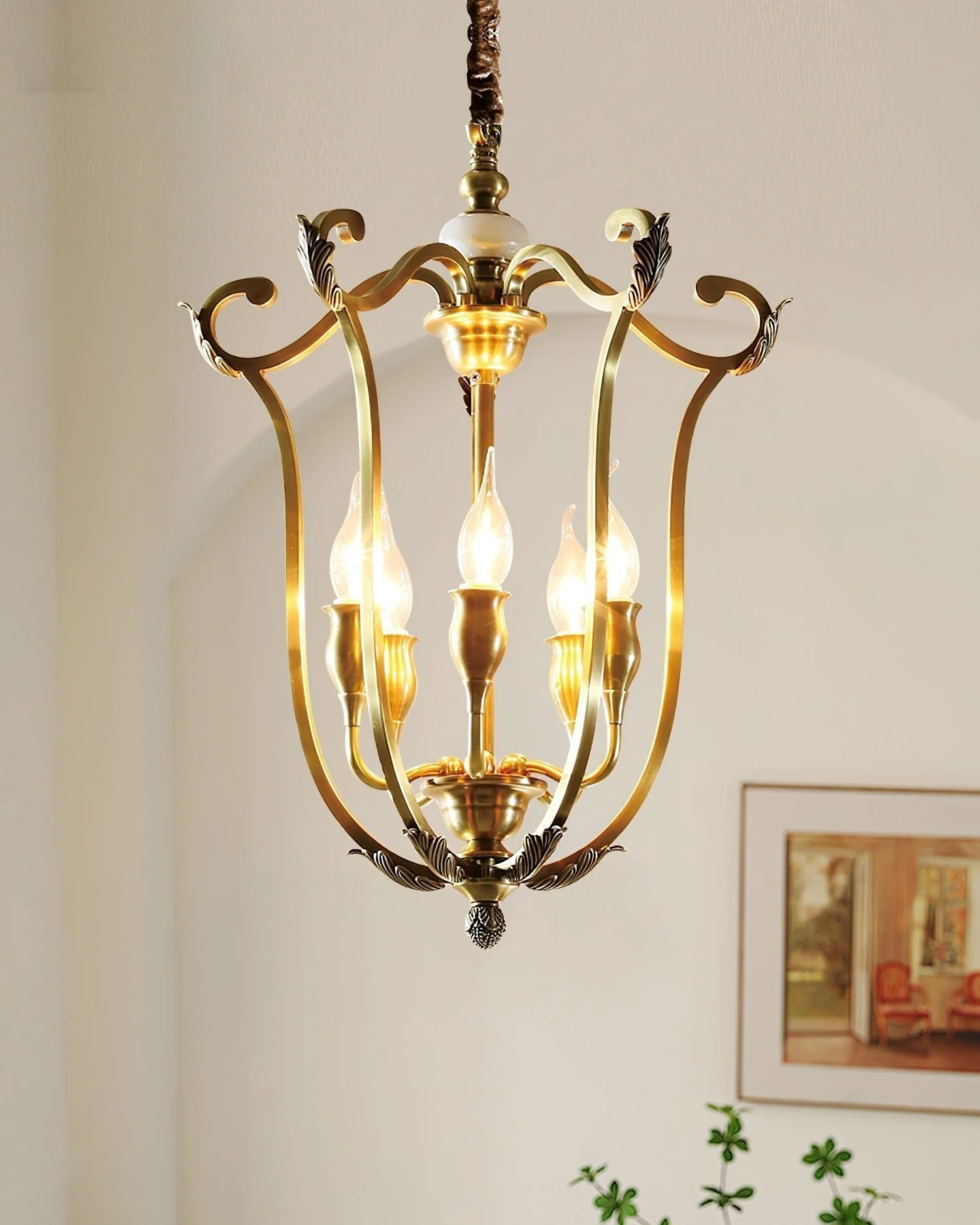 Lustra Chandelier Gold Lantern Frame - Image 24