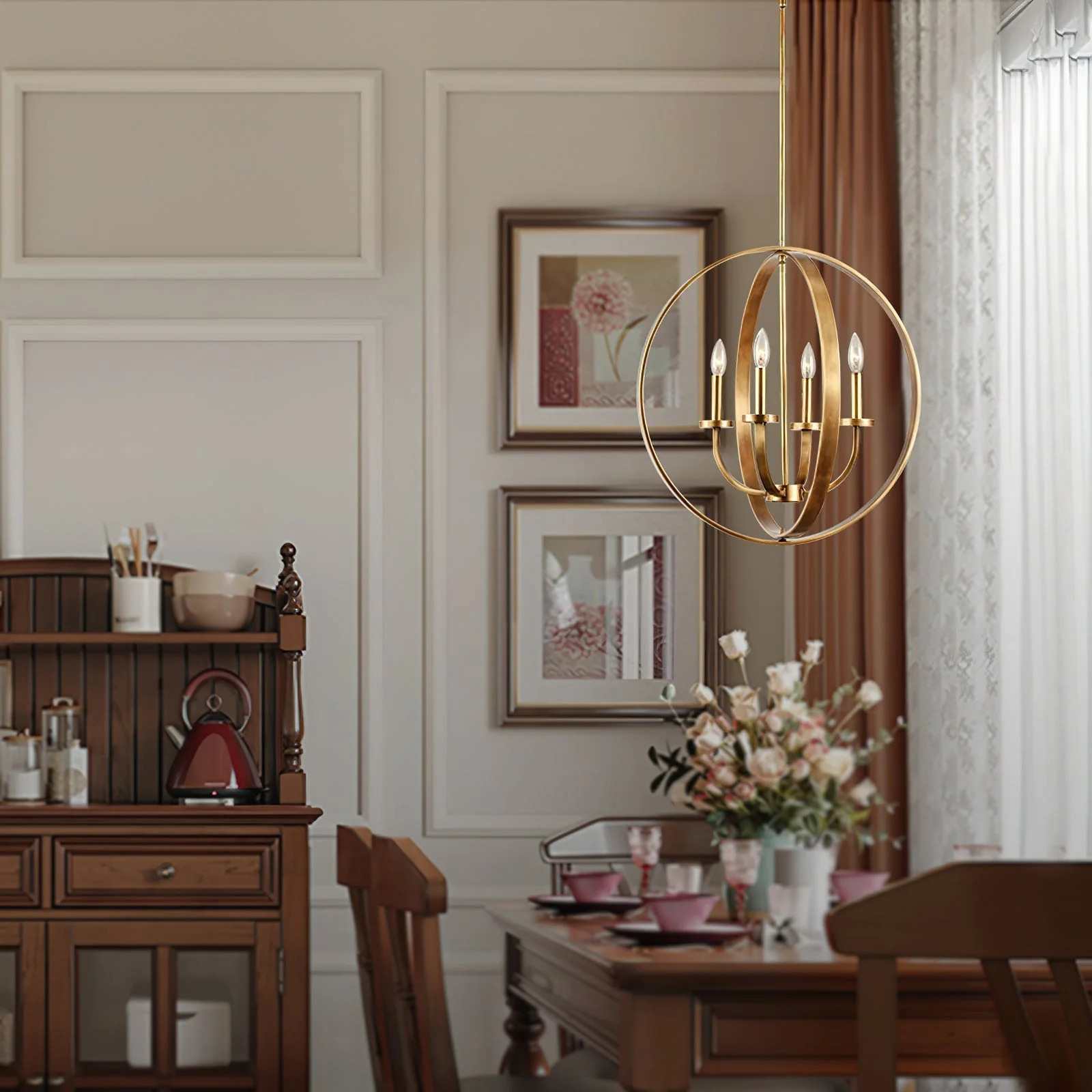 Lustra Chandelier Gold Lantern Frame - Image 30