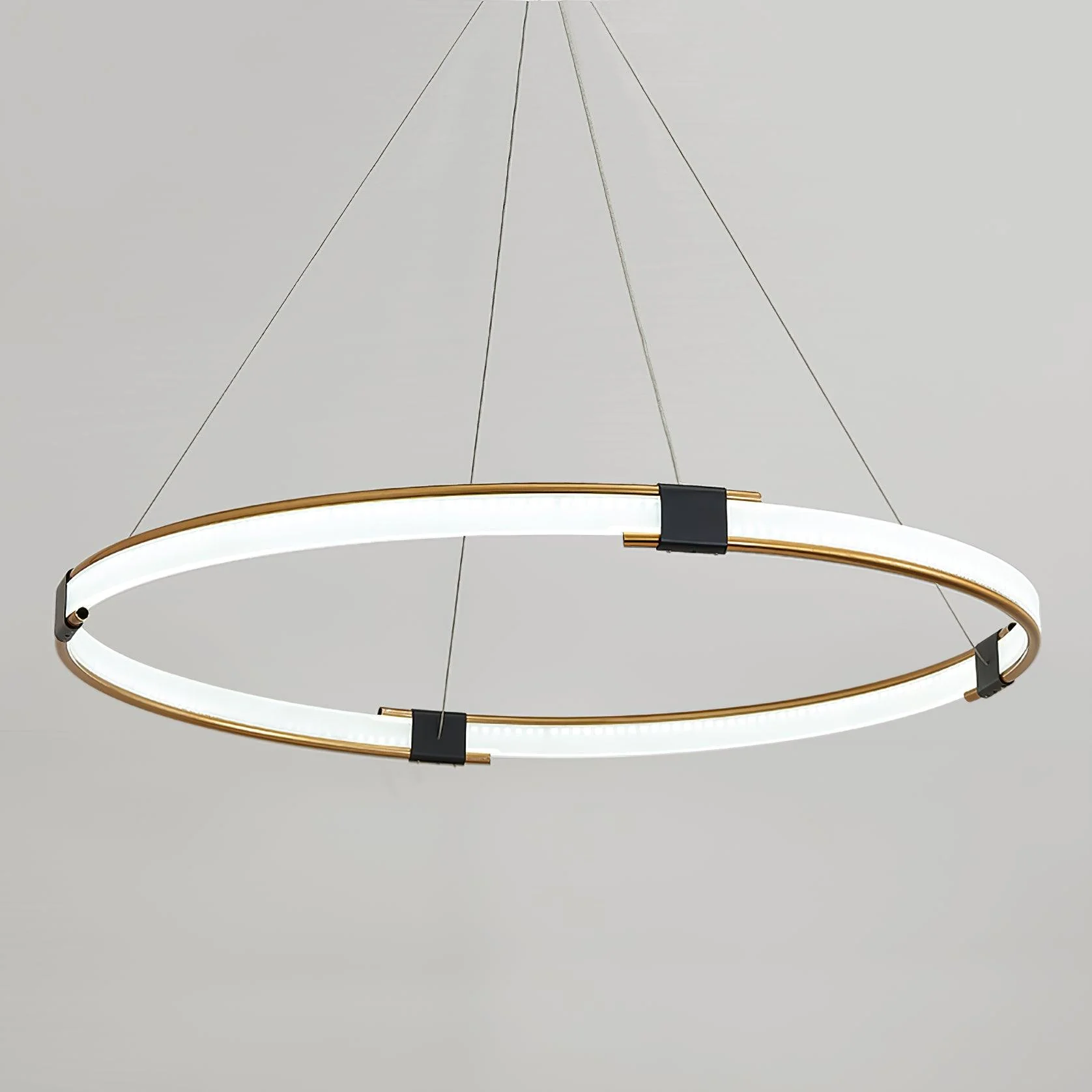 Lustra Chandelier Gold Ring LED Halo Modern - Image 6