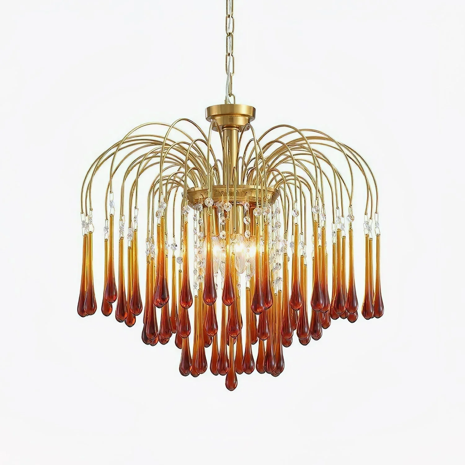 Lustra Chandelier Golden Arms and Crystal