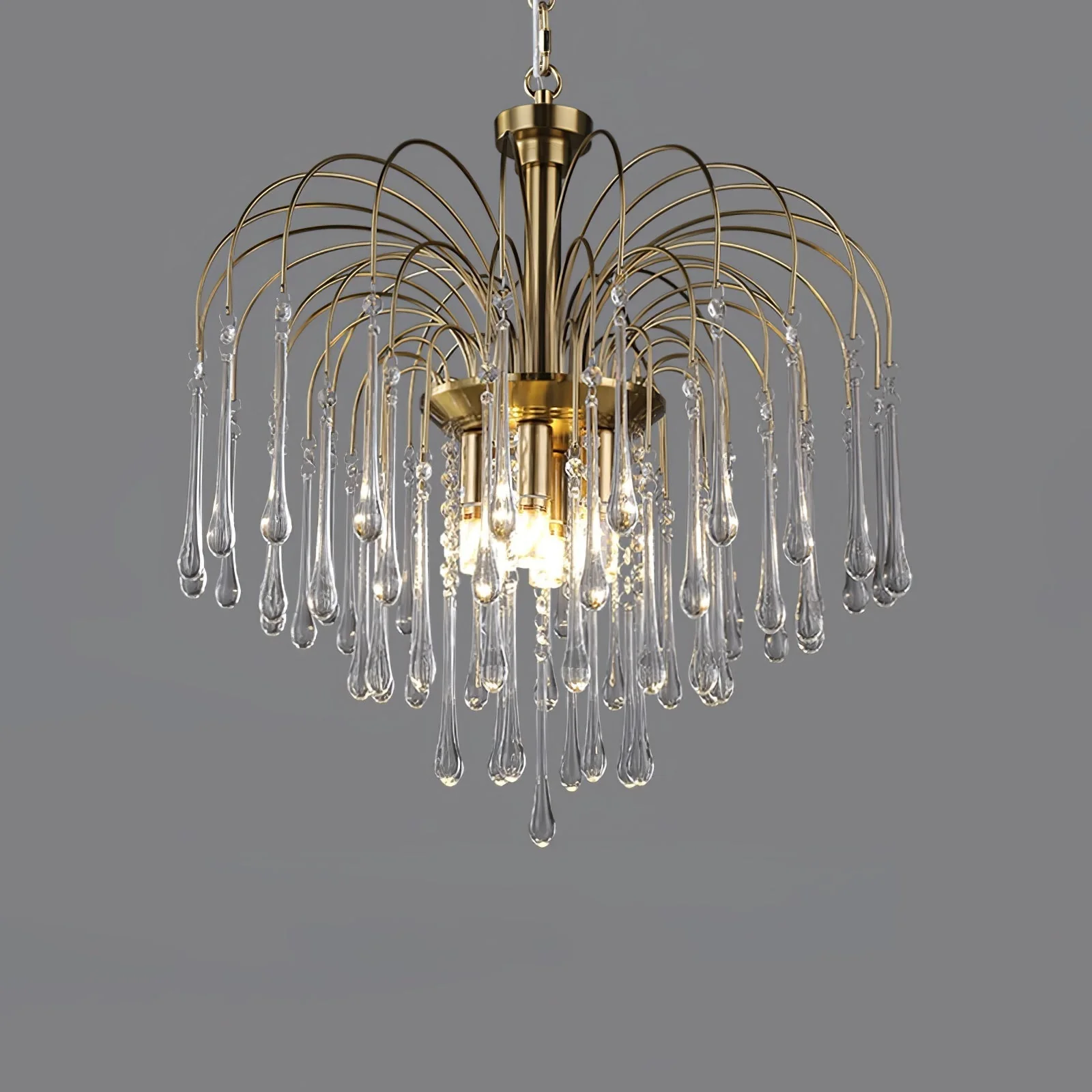 Lustra Chandelier Golden Arms and Crystal - Image 100