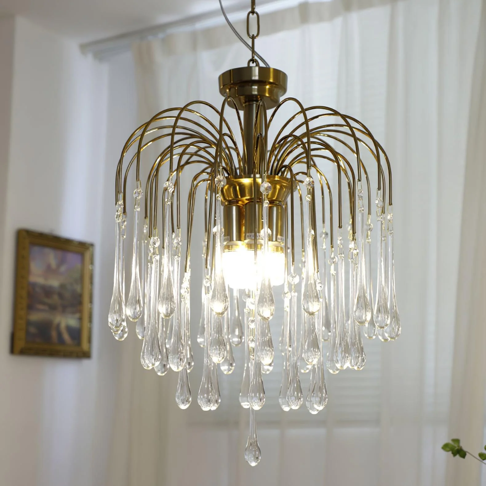 Lustra Chandelier Golden Arms and Crystal - Image 19