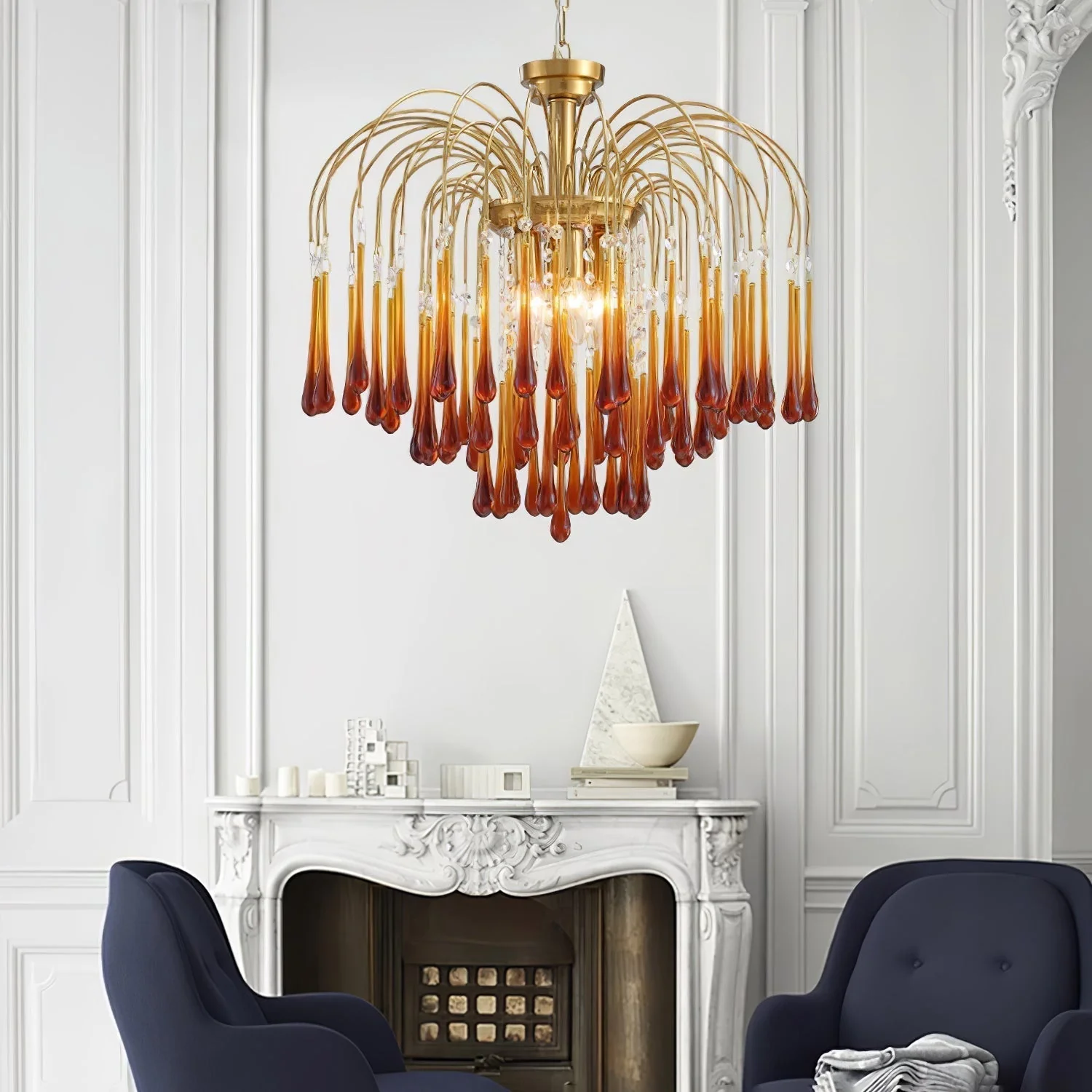 Lustra Chandelier Golden Arms and Crystal - Image 20